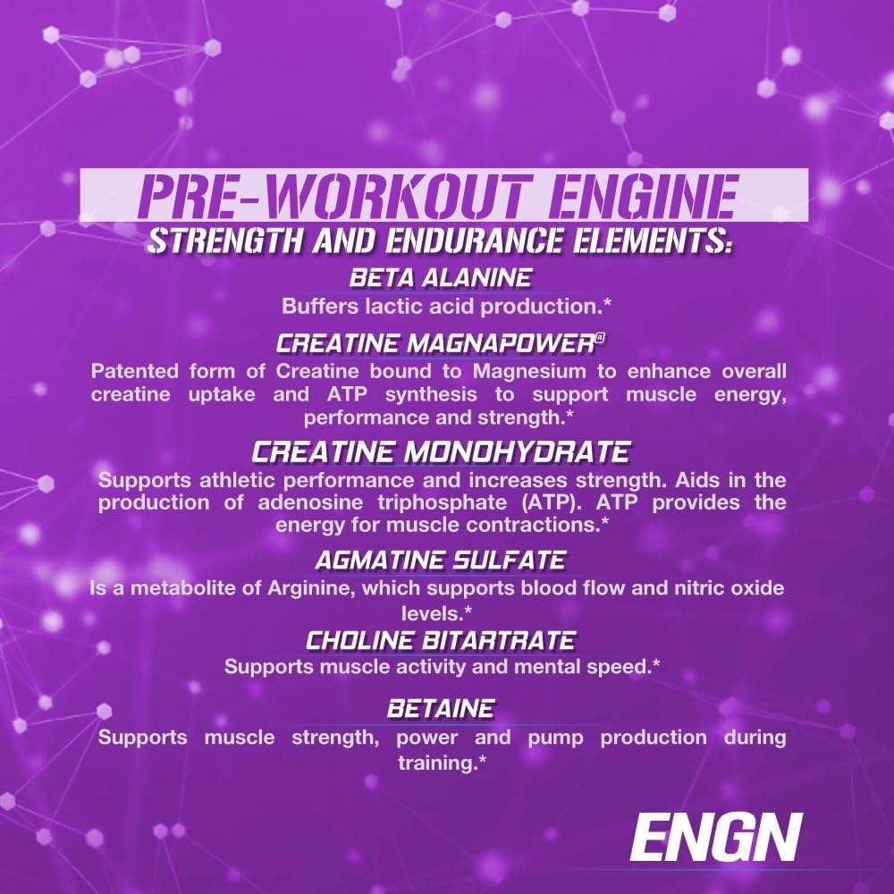 Evlution EVL Intense Pre Workout Powder - ENGN Energizing Drink for Men with Creatine, Beta Alanine, Caffeine, L Theanine - Furious Grape Flavor for Energy and Focus