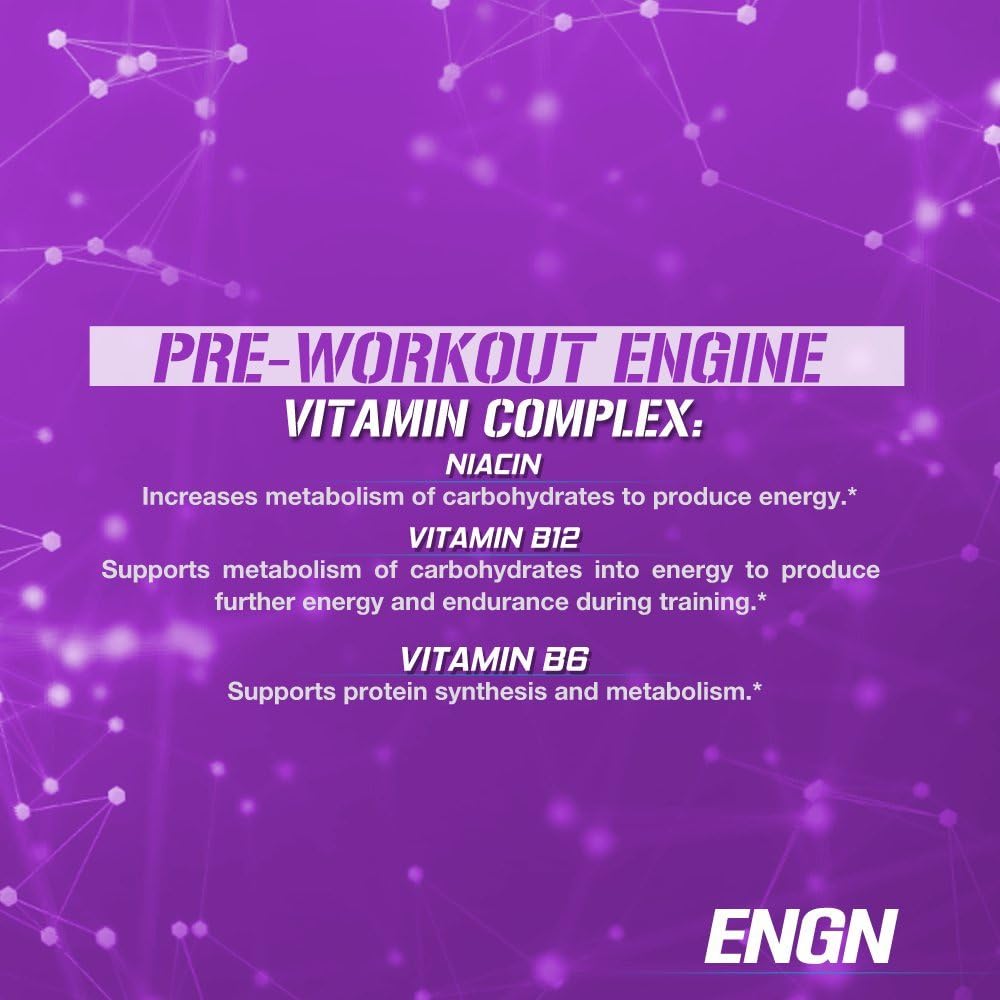 Evlution EVL Intense Pre Workout Powder - ENGN Energizing Drink for Men with Creatine, Beta Alanine, Caffeine, L Theanine - Furious Grape Flavor for Energy and Focus