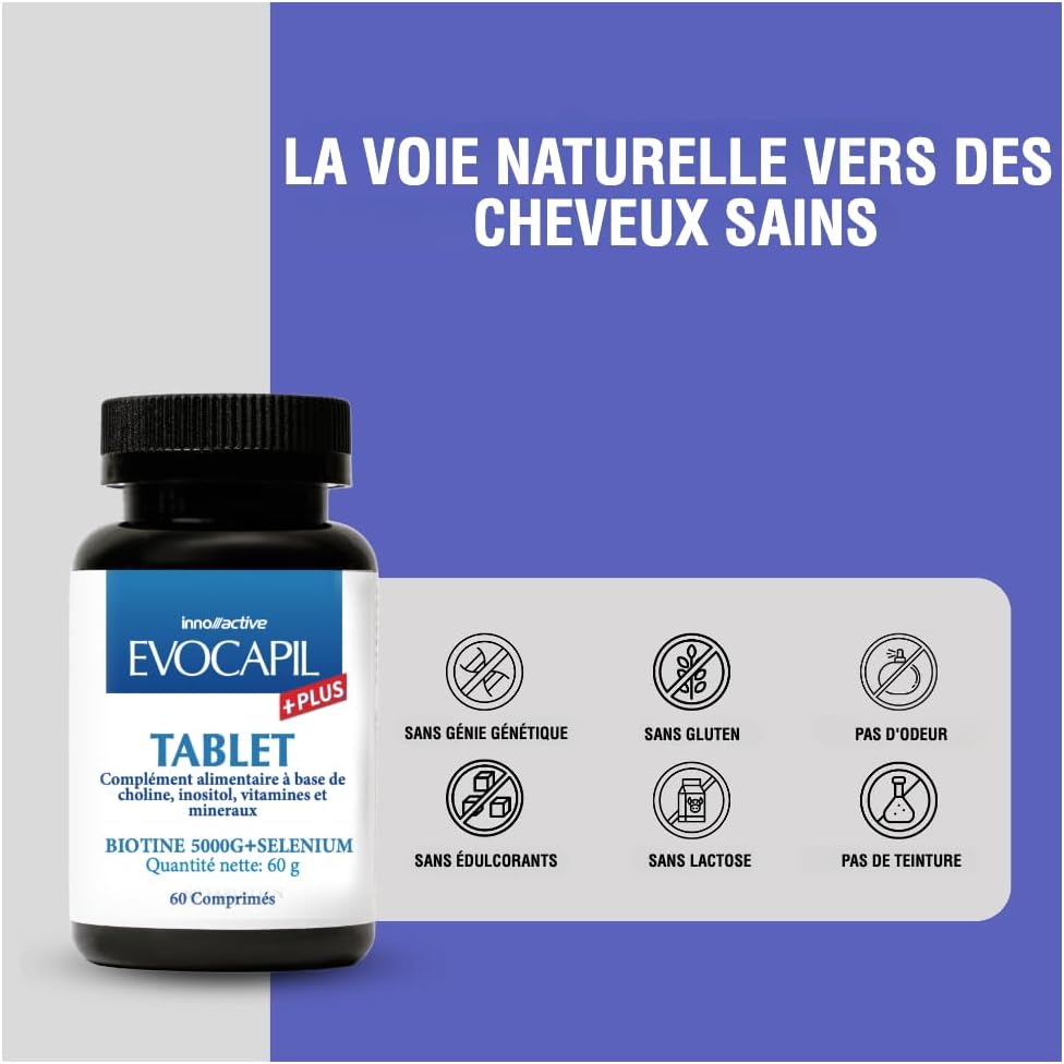 Evocapil PLUS Hair Vitamins with Biotin, Selenium, Choline, Zinc - 60 Tablets for Hair Health and Growth