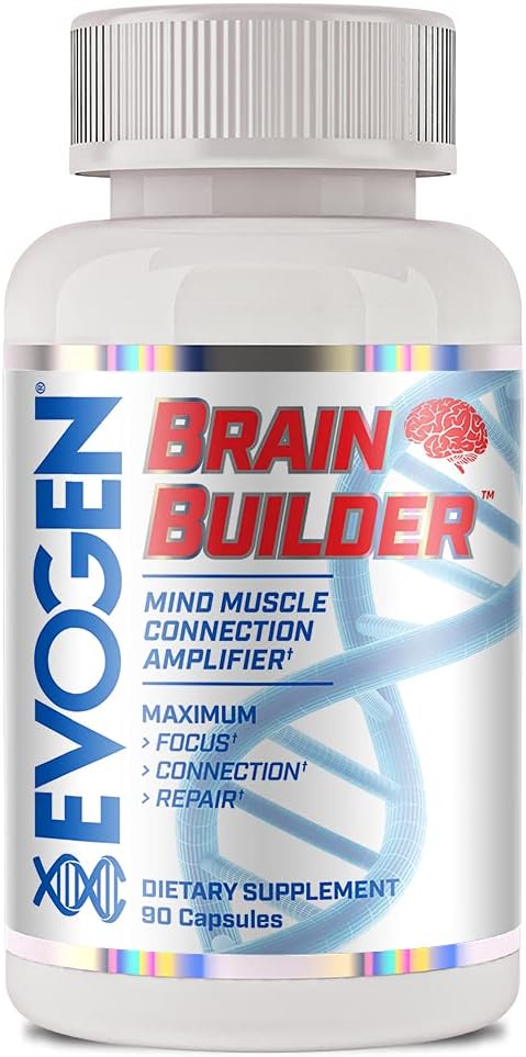 Evogen Brain Builder Capsules - Enhances Mind-Muscle Connection, Focus, & Concentration with Lions Mane, Bacopa Monnieri, Alpha-GPC - 90 Caps