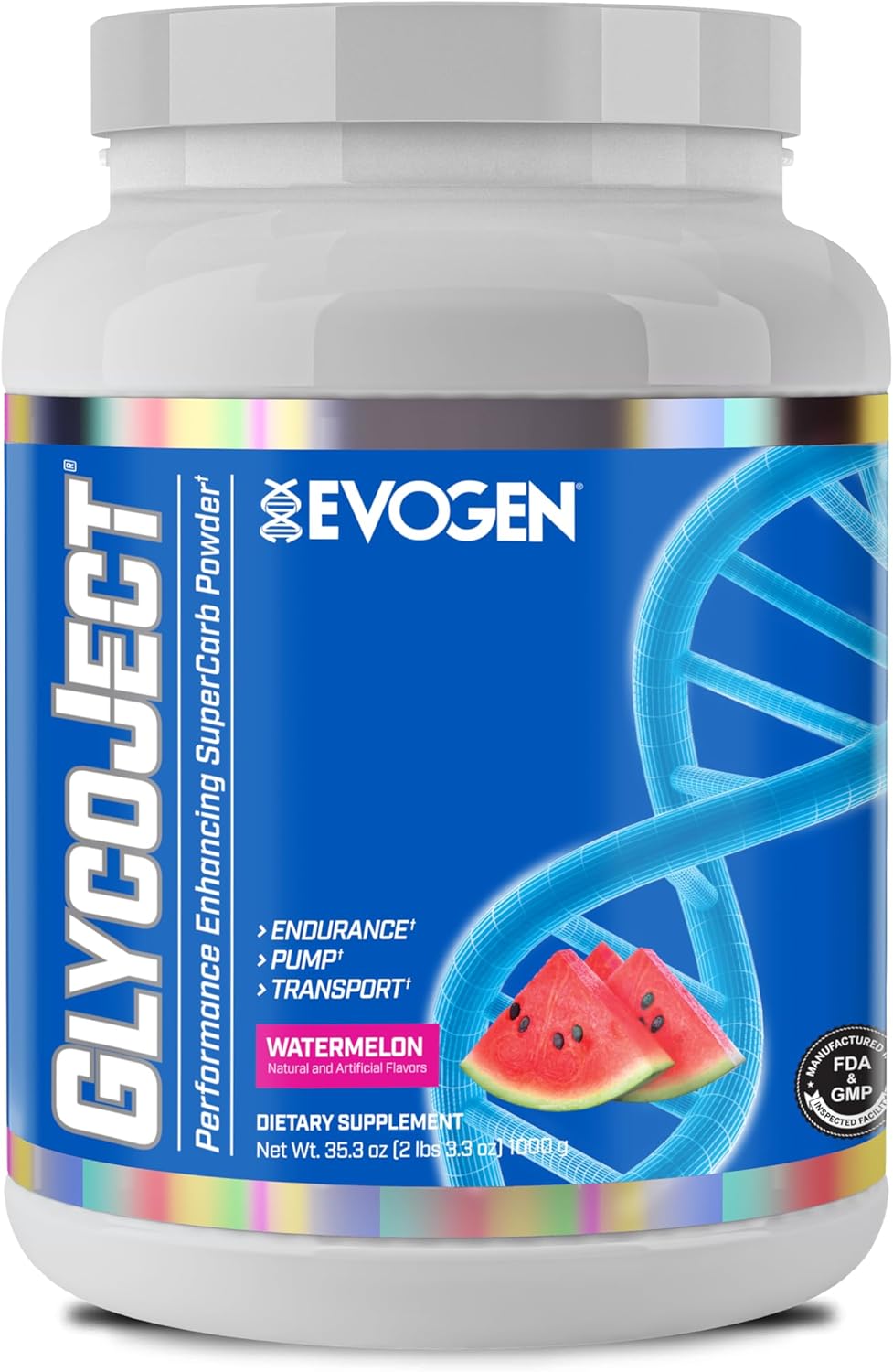 Evogen GlycoJect Super Carb Powder - Rapid Absorption Pre/Post Workout for Men & Women - Watermelon Flavor - 37 Servings - BoostGo Australia