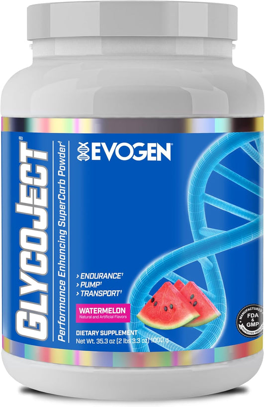 Evogen GlycoJect Super Carb Powder - Rapid Absorption Pre/Post Workout for Men & Women - Watermelon Flavor - 37 Servings - BoostGo Australia