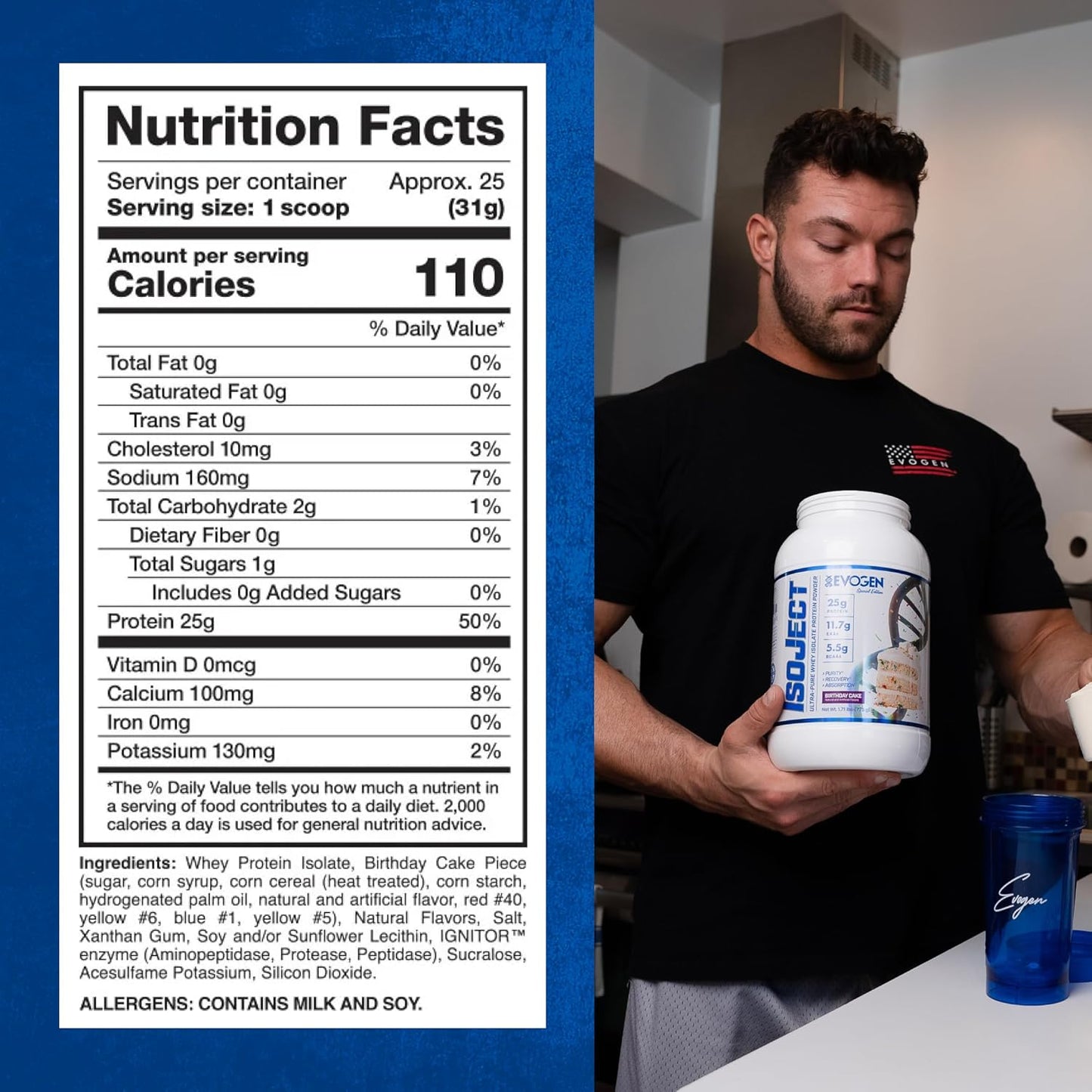 Evogen Isoject Birthday Cake Whey Protein Isolate Powder - 25 Servings, Enhanced Recovery & Absorption with BCAAs & EAAs