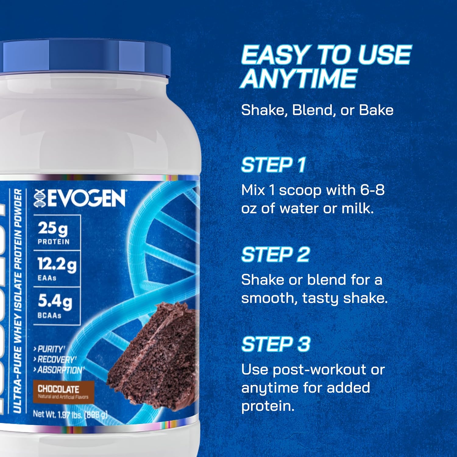 Evogen Isoject Chocolate Whey Protein Isolate Powder - 25 Servings | Enhanced Recovery & Absorption with Ignitor Enzymes, BCAAs, and EAAs