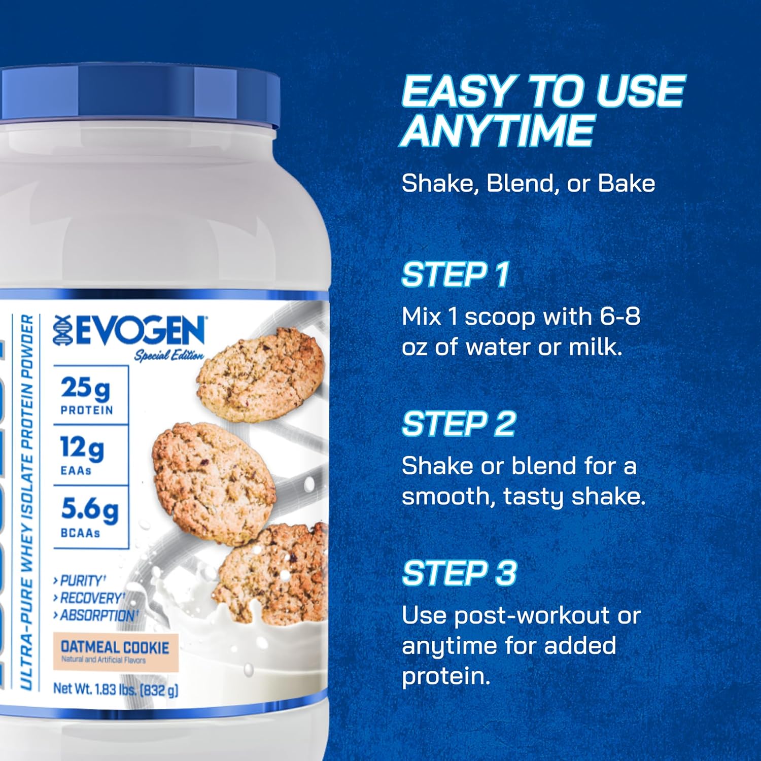 Evogen Isoject Oatmeal Cookie Whey Protein Isolate Powder - 26 Servings with Ignitor Enzymes, BCAAs, EAAs for Enhanced Absorption & Recovery