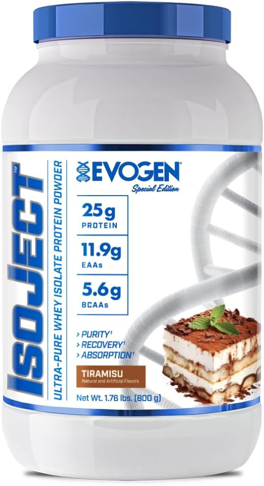 Evogen Isoject Tiramisu Whey Protein Isolate Powder - 25 Servings, Enhanced Recovery & Absorption with Ignitor Enzymes, BCAAs, and EAAs