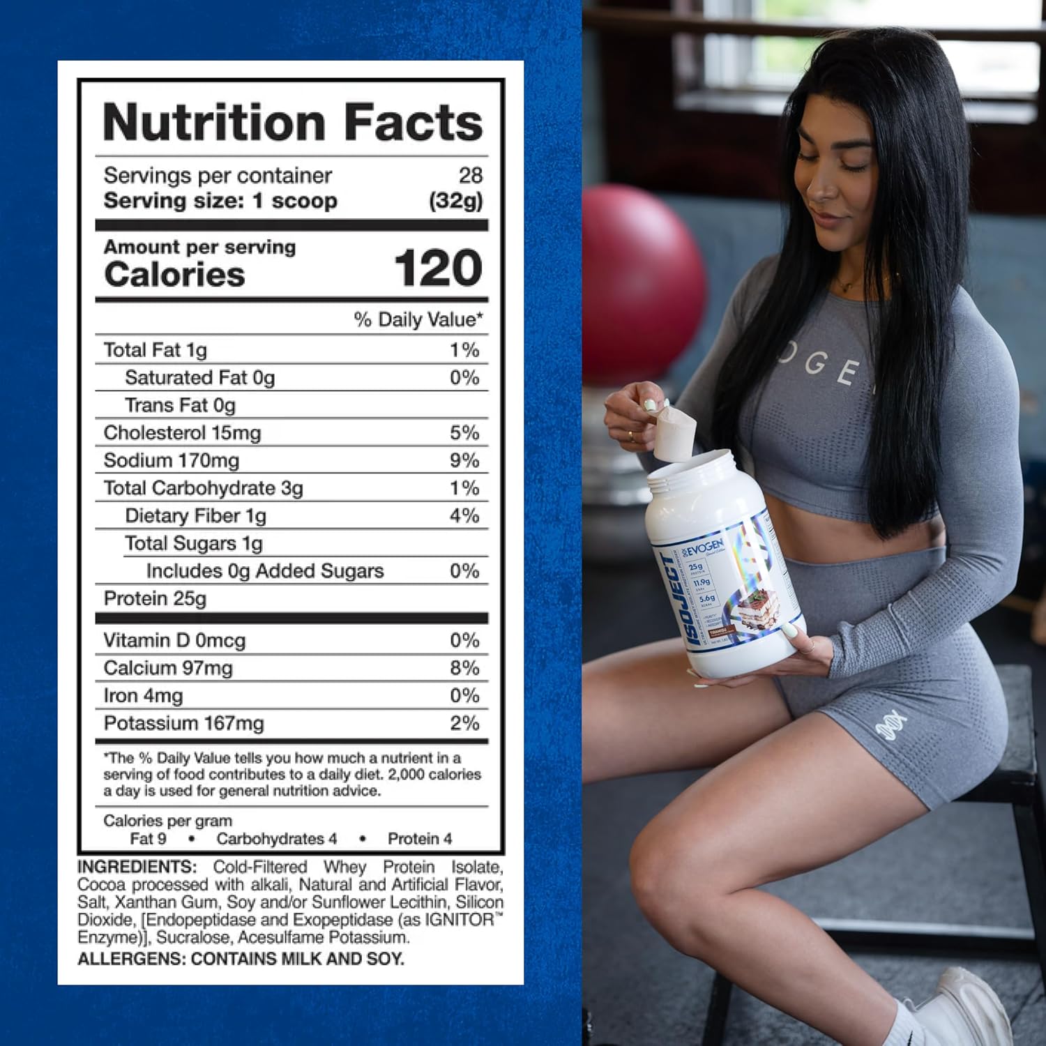 Evogen Isoject Tiramisu Whey Protein Isolate Powder - 25 Servings, Enhanced Recovery & Absorption with Ignitor Enzymes, BCAAs, and EAAs