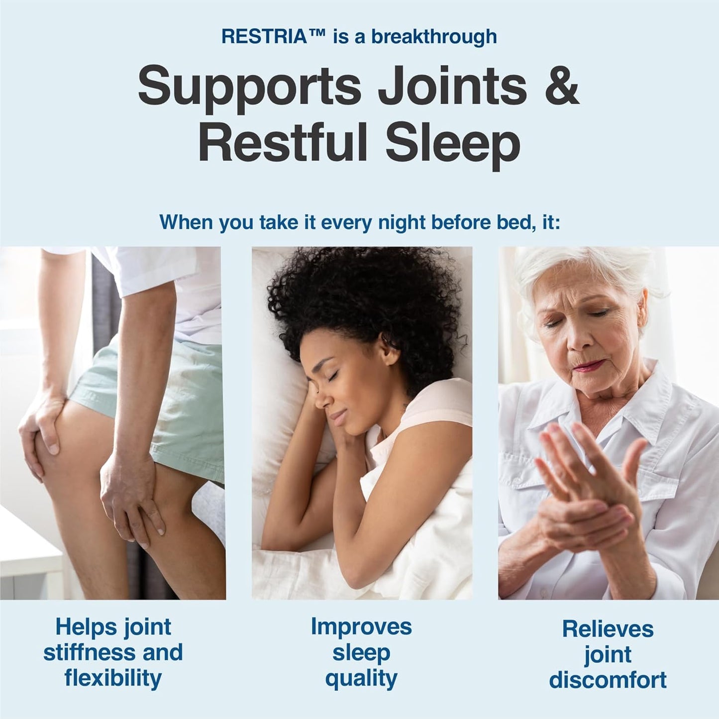ExaFlex Joint Support & Restria Sleep Aid Combo - Boswellia Extract, Bromelain, Lanconone Herbal Blend