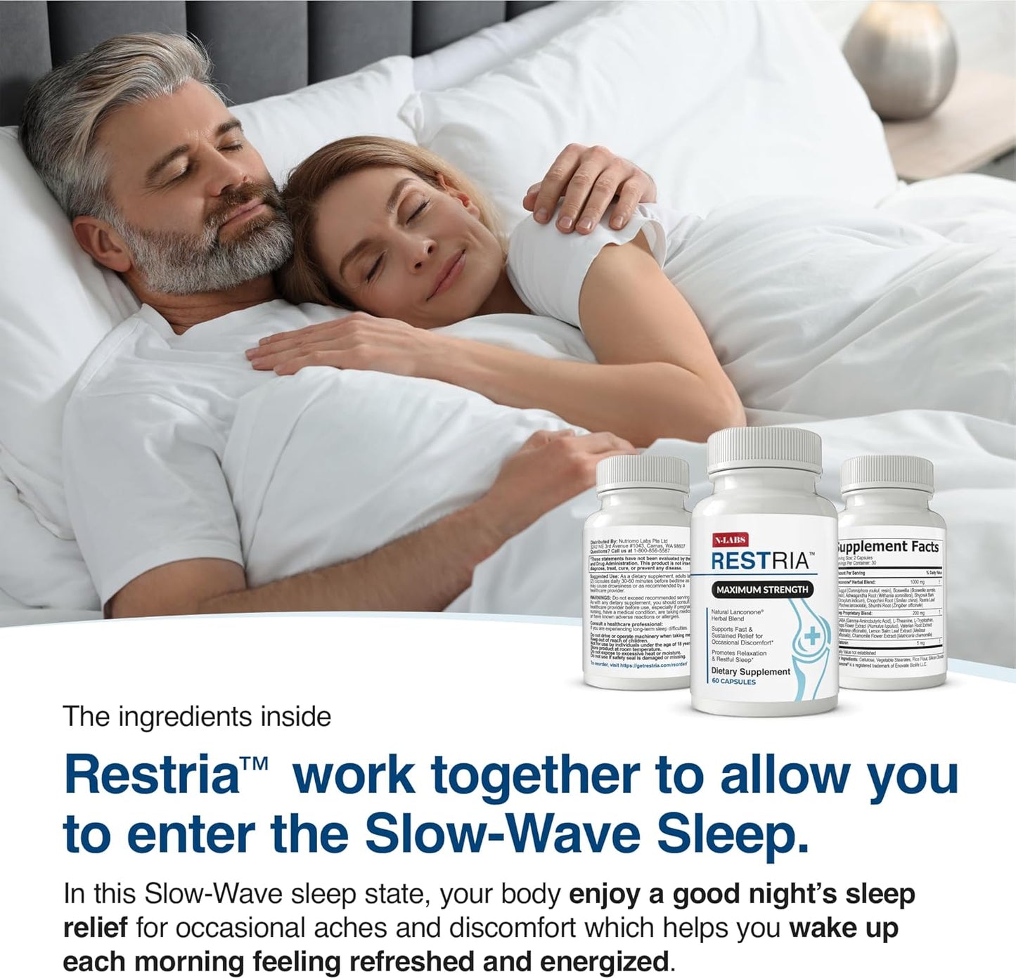 ExaFlex Joint Support & Restria Sleep Aid Combo - Boswellia Extract, Bromelain, Lanconone Herbal Blend