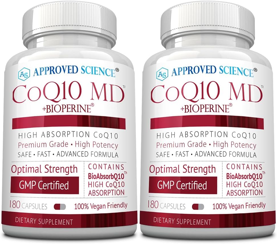 Extra Strength 250mg Pure CoQ10 with BioPerine® for Faster Absorption - Optimal Support - 6 Month Supply from Approved Science®
