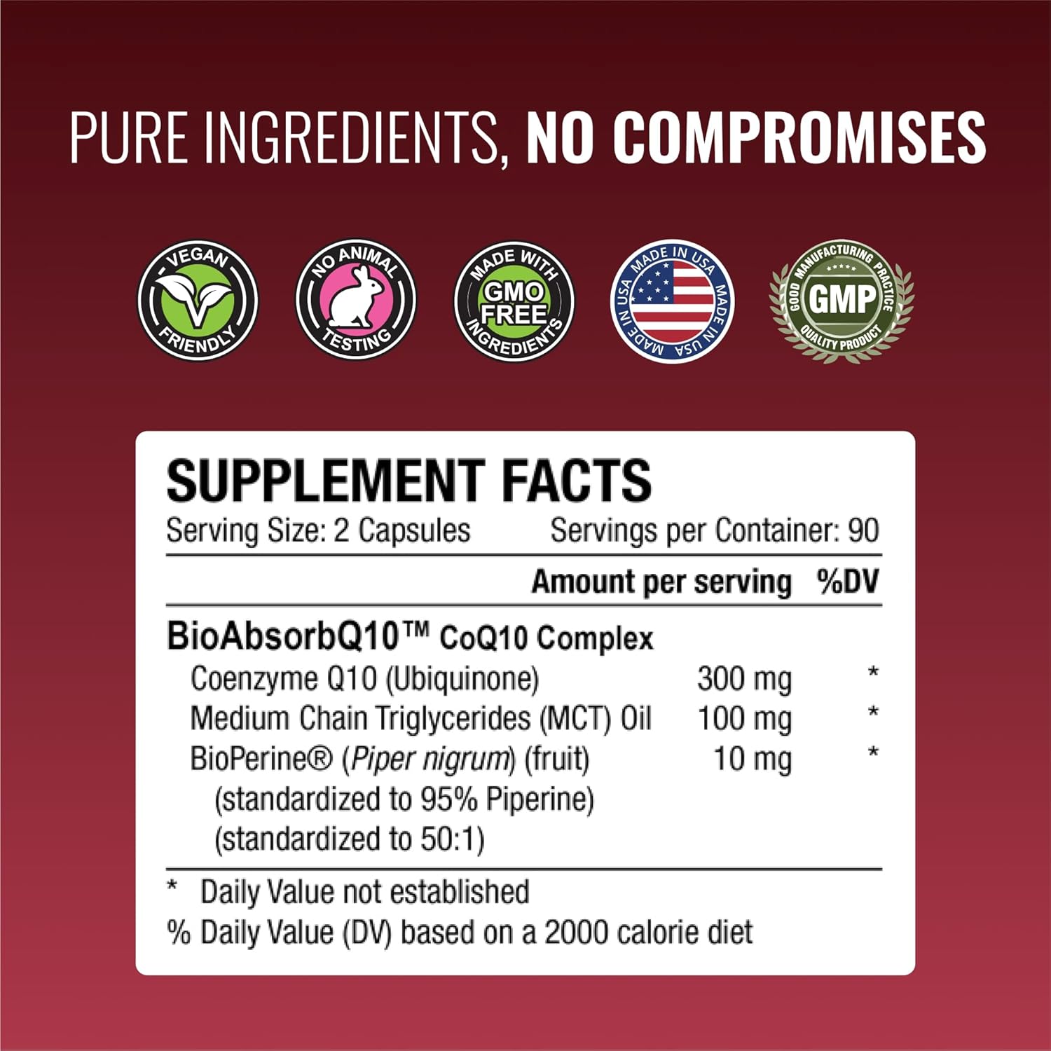 Extra Strength 250mg Pure CoQ10 with BioPerine® for Faster Absorption - Optimal Support - 6 Month Supply from Approved Science®