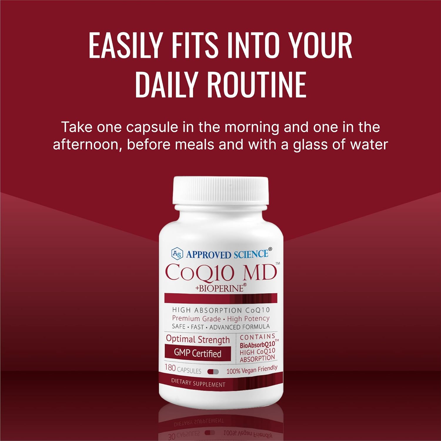 Extra Strength 250mg Pure CoQ10 with BioPerine® for Faster Absorption - Optimal Support - 6 Month Supply from Approved Science®