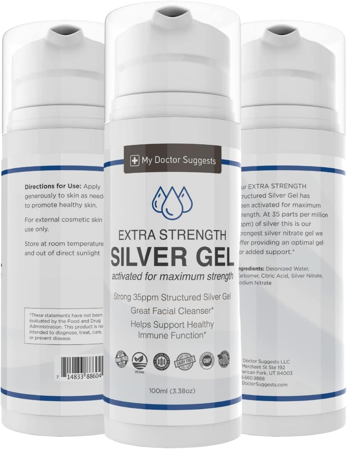 Extra Strength 35ppm Colloidal Silver Gel 2 Pack - USA Made - High Potency Structured Formula for Maximum Benefits