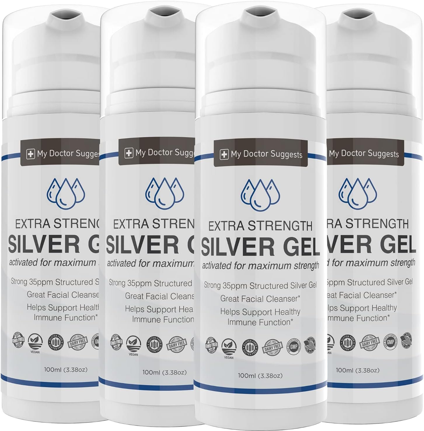Extra Strength 35ppm Colloidal Silver Gel 4 Pack - USA Made, Maximum Potency Structured Formula - Doctor Recommended Formula