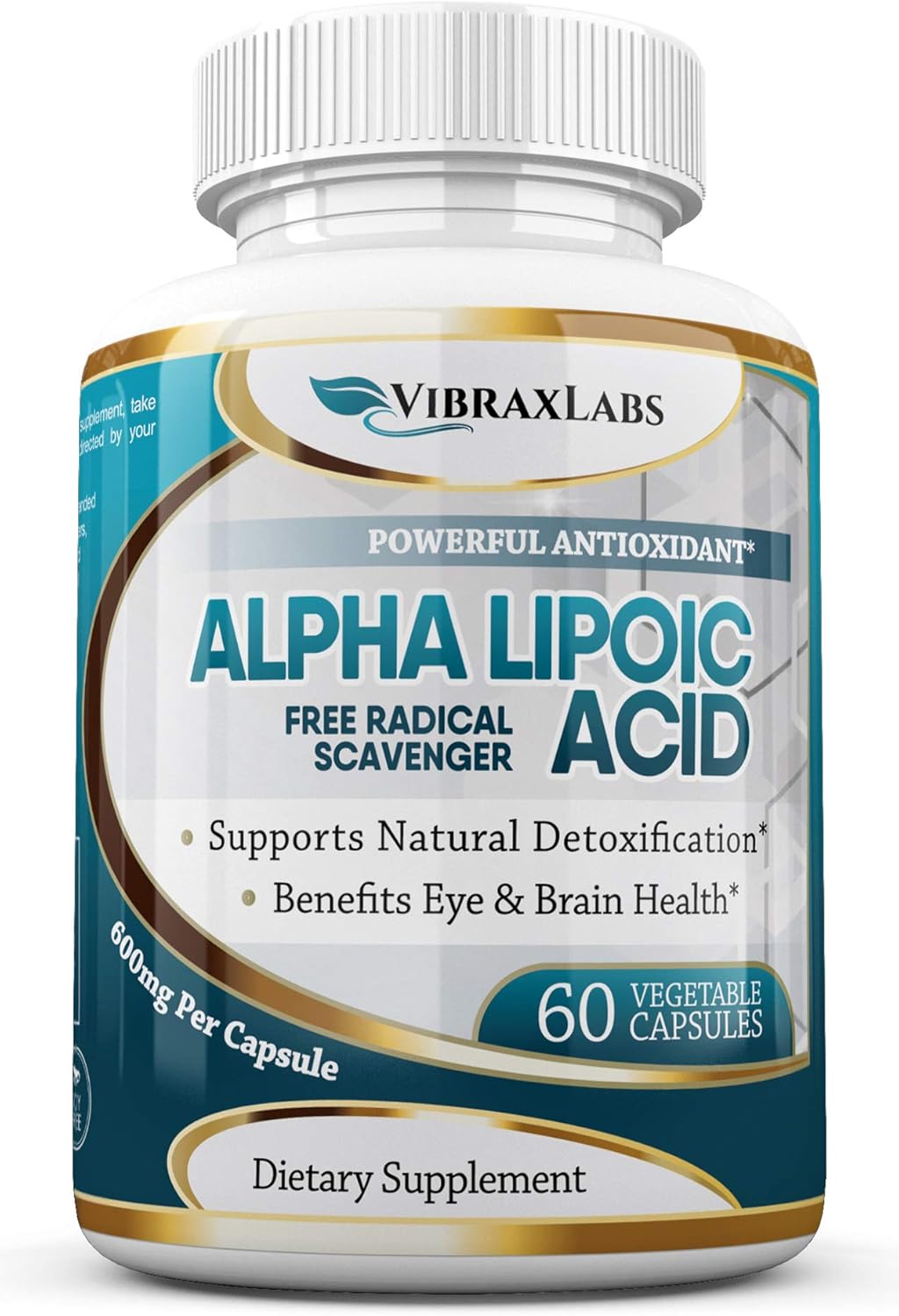 Extra Strength Alpha Lipoic Acid 600mg Capsules for Nerve Pain, Skin, Face, Eye, Brain Boost - Pure Vegetarian Supplement - Supports Natural Detox - Non-GMO