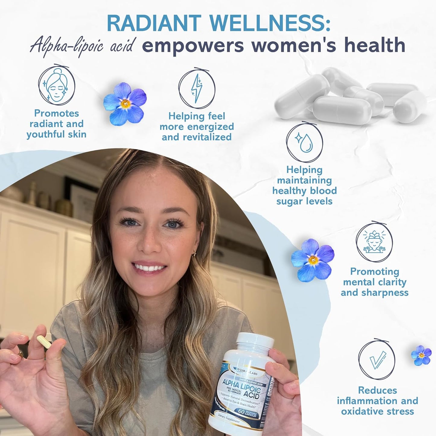 Extra Strength Alpha Lipoic Acid 600mg Capsules for Nerve Pain, Skin, Face, Eye, Brain Boost - Pure Vegetarian Supplement - Supports Natural Detox - Non-GMO