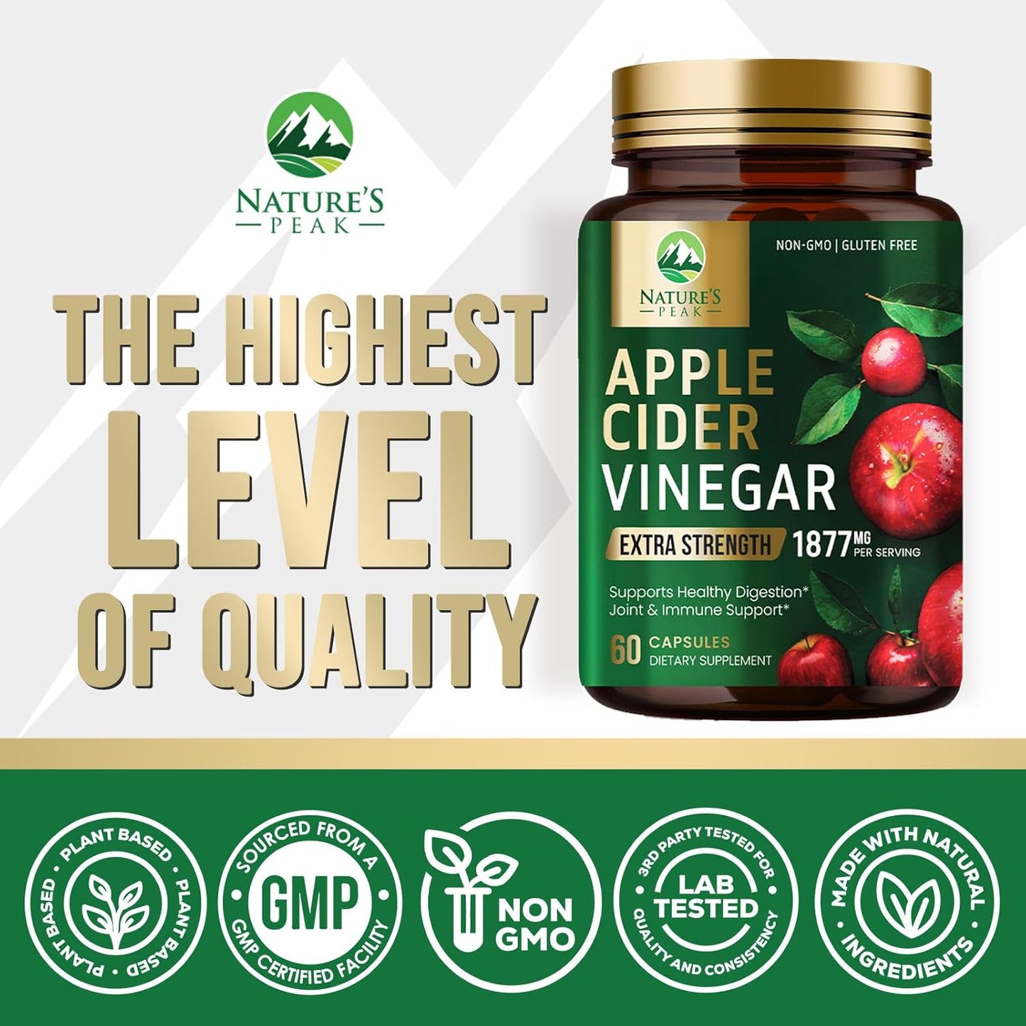 Extra Strength Apple Cider Vinegar Capsules with Vitamin D3 & Zinc - Energy, Digestion & Immune Support - Non-GMO, Gluten-Free Detox Pills - 60 Capsules - BoostGo Australia