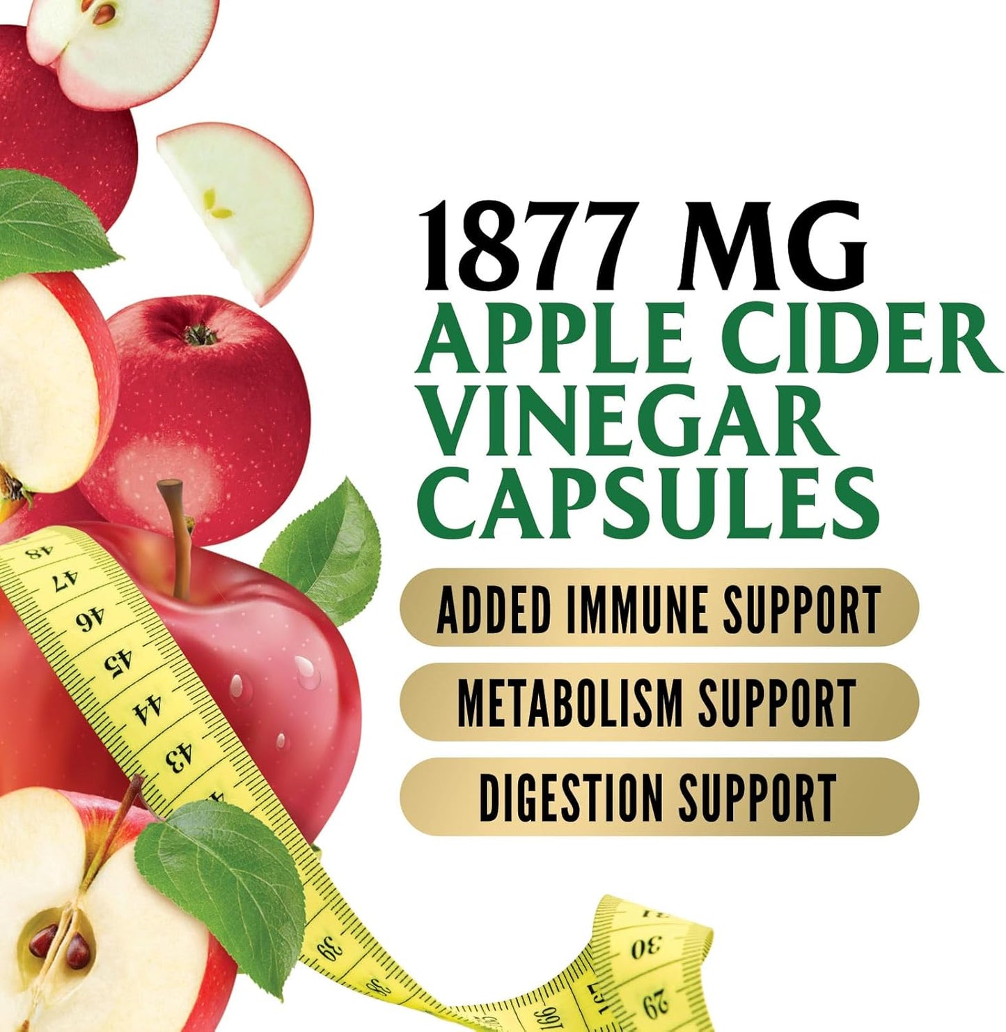 Extra Strength Apple Cider Vinegar Capsules with Vitamin D3 & Zinc - Energy, Digestion & Immune Support - Non-GMO, Gluten-Free Detox Pills - 60 Capsules - BoostGo Australia