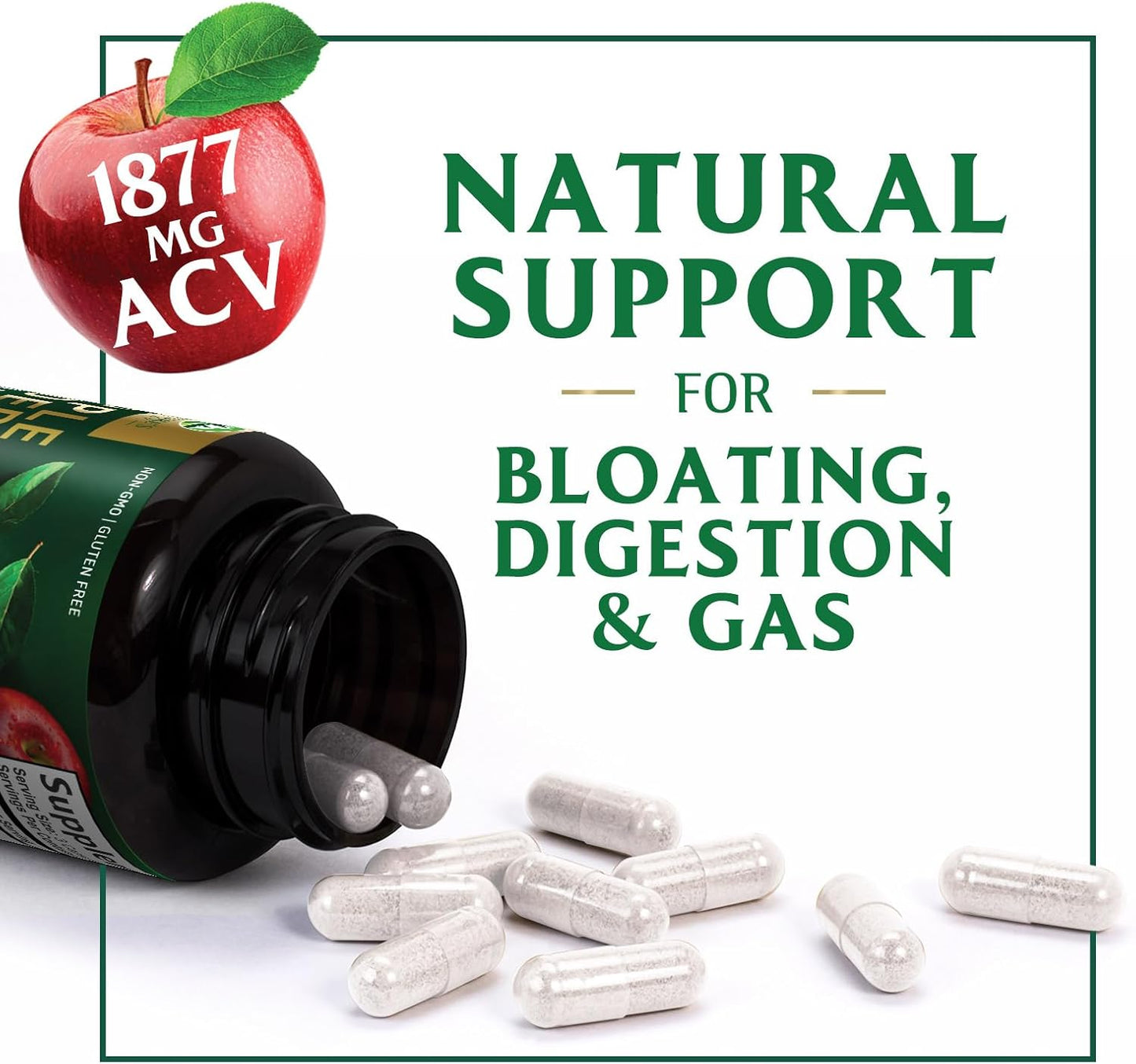 Extra Strength Apple Cider Vinegar Capsules with Vitamin D3 & Zinc - Energy, Digestion & Immune Support - Non-GMO, Gluten-Free Detox Pills - 60 Capsules - BoostGo Australia