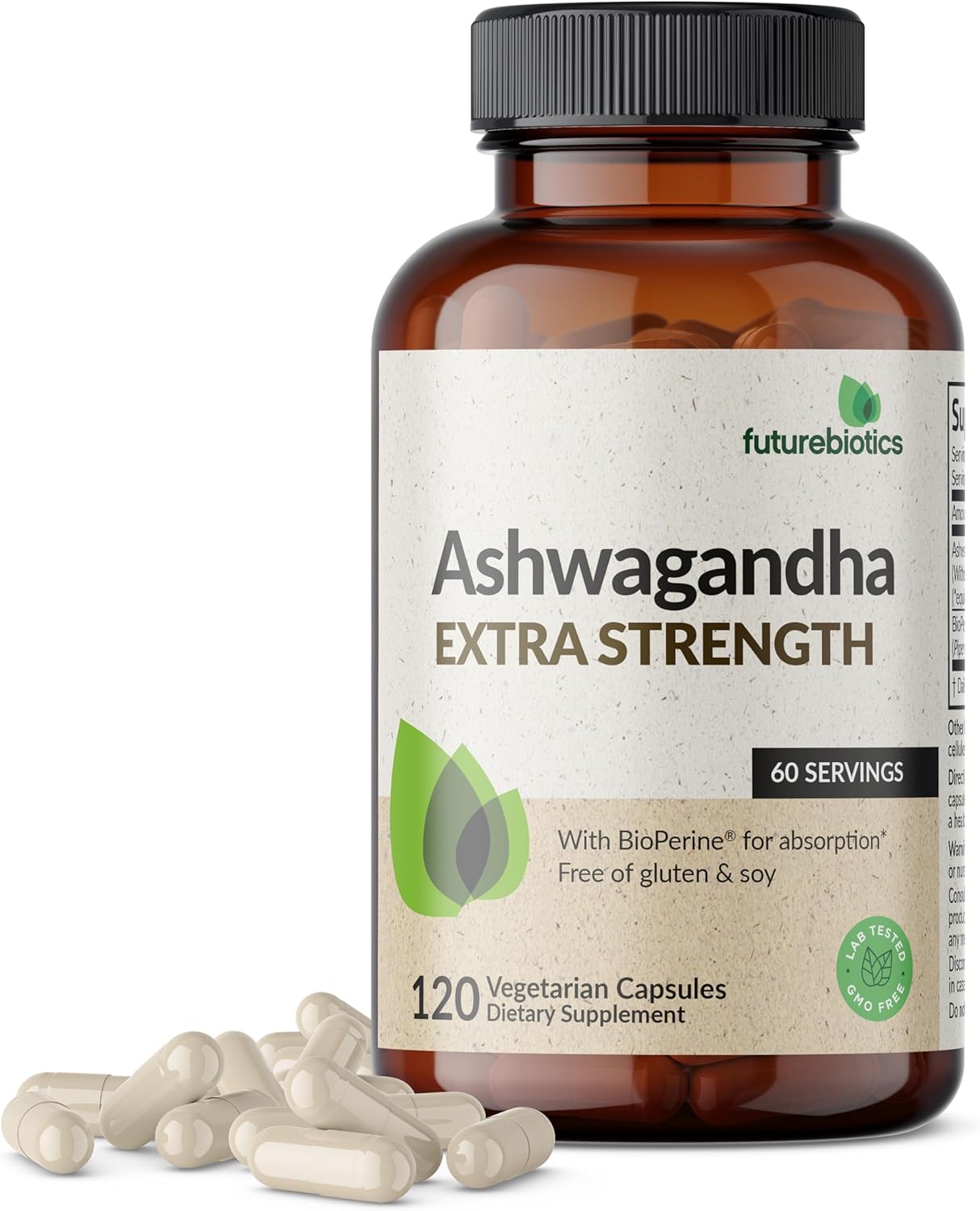 Extra Strength Ashwagandha with BioPerine for Stress & Mood Support - 120 Vegetarian Capsules