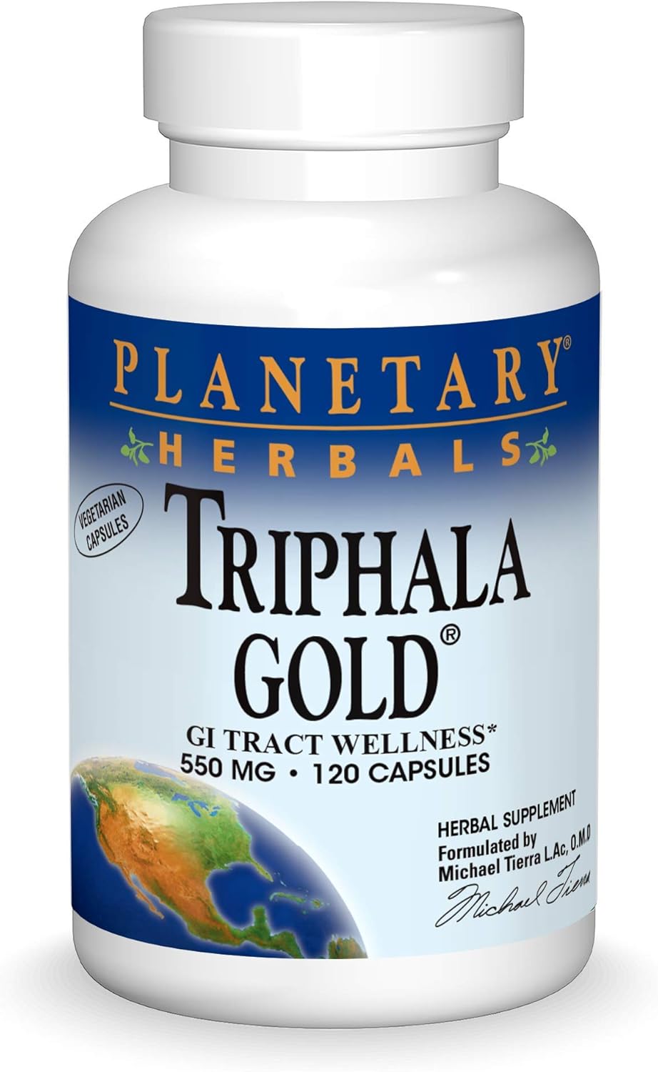 Extra Strength Ayurvedic Triphala Gold 550mg Cleanser & Tonifier - 120 Veg Capsules by Planetary Herbals