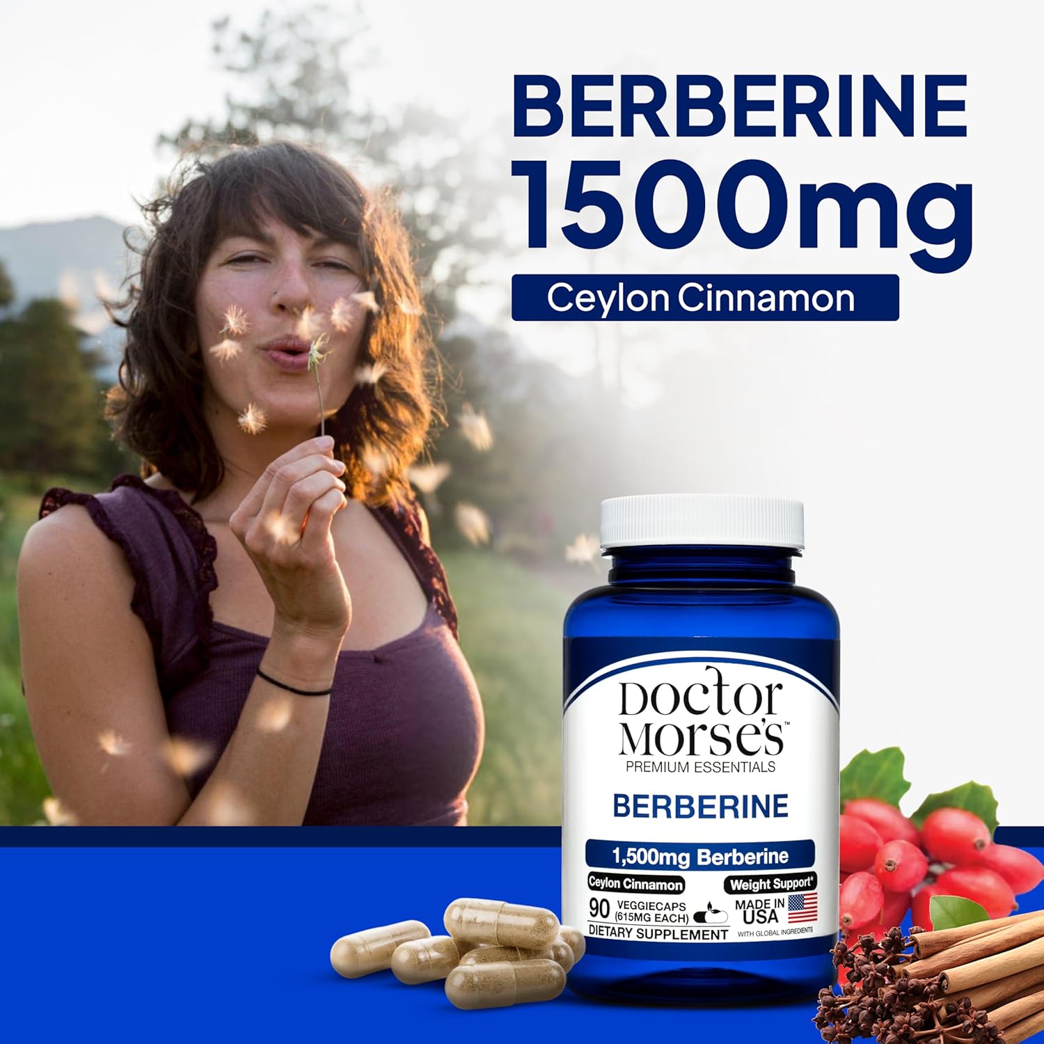 Extra Strength Berberine Supplement 1500mg with Ceylon Cinnamon - Made in USA - 90 Capsules - BoostGo Australia