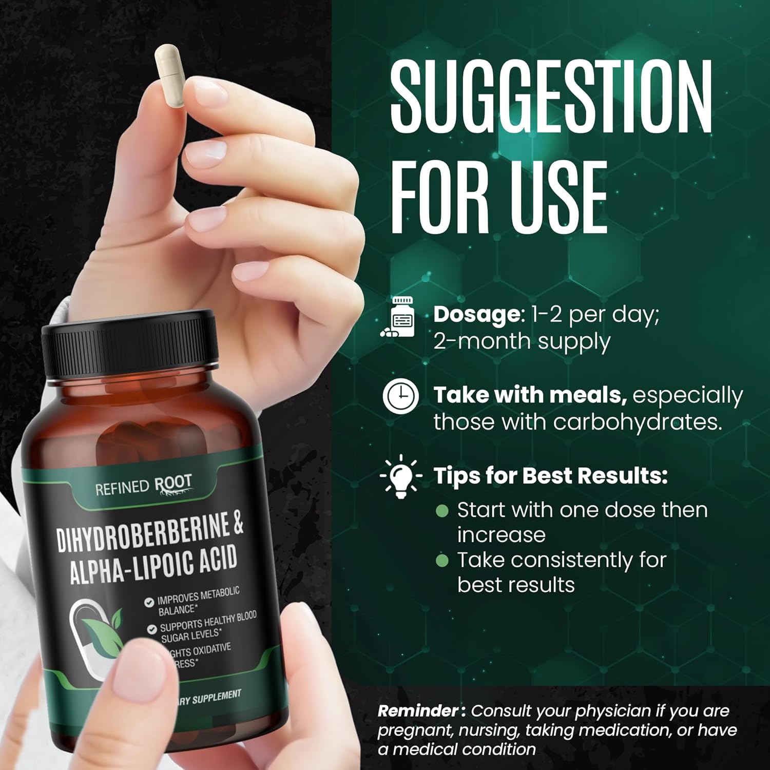 Extra Strength Dihydroberberine with Alpha Lipoic Acid - 300mg Berberine Supplement for Optimal Health - Advanced Root Blend for Wellness