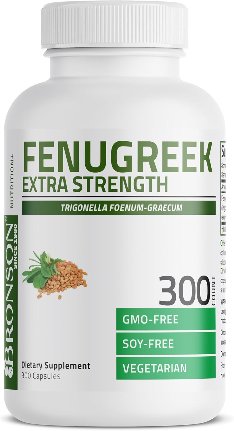 Extra Strength Fenugreek Seed Powder Capsules - 300 Count, Non-GMO & Soy-Free - Vegetarian Formula