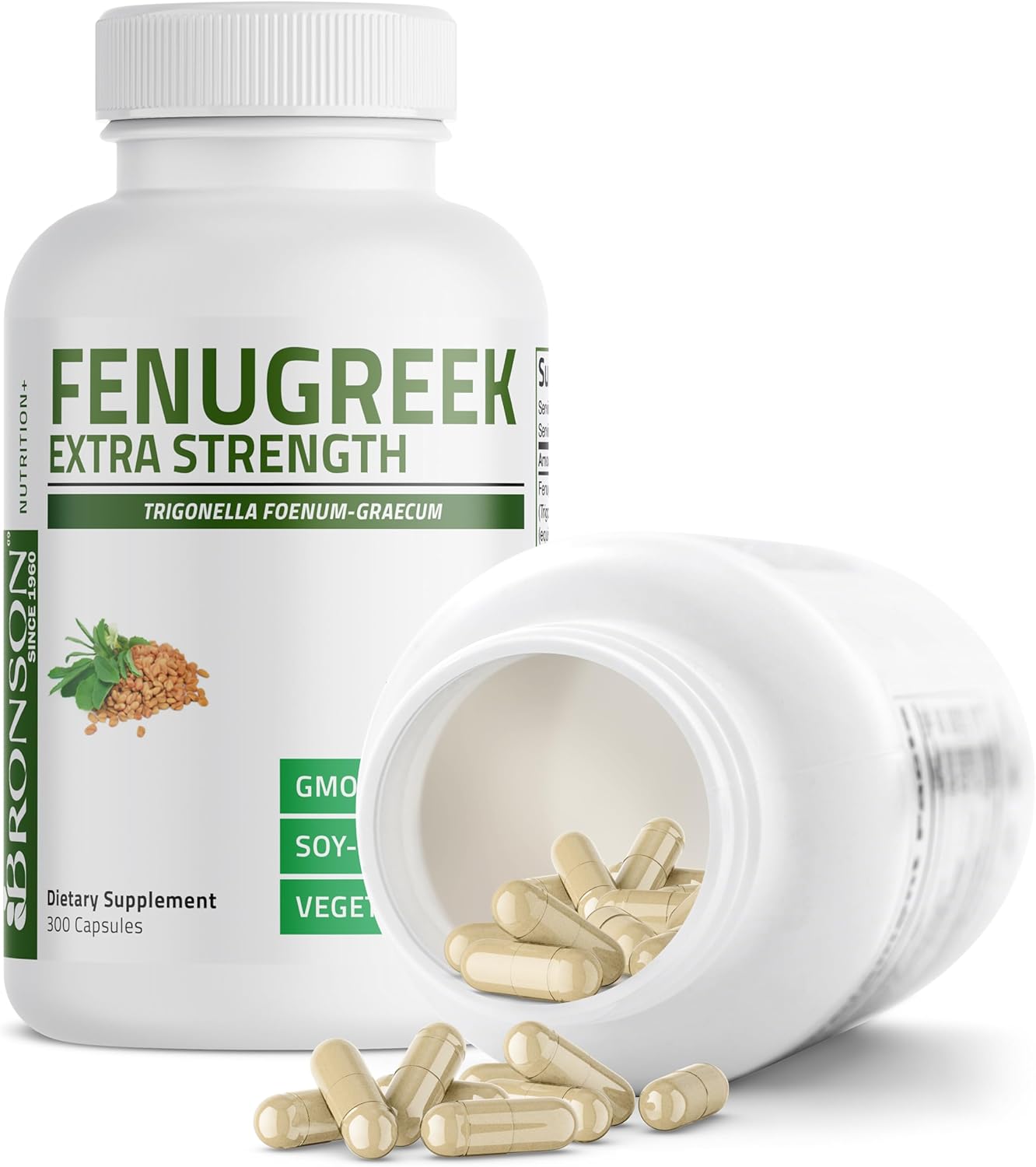 Extra Strength Fenugreek Seed Powder Capsules - 300 Count, Non-GMO & Soy-Free - Vegetarian Formula