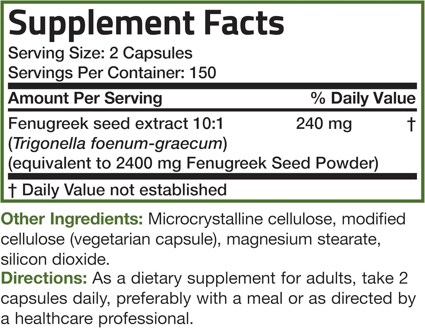 Extra Strength Fenugreek Seed Powder Capsules - 300 Count, Non-GMO & Soy-Free - Vegetarian Formula
