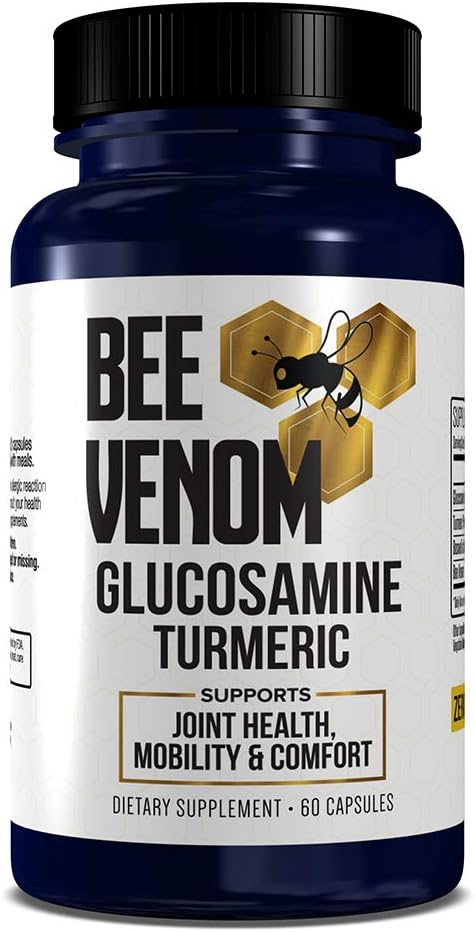 Extra Strength Genrestore Bee Venom Dietary Supplement with Glucosamine Turmeric Blend for Joint Health - Natural Health Complex - 60 Capsules