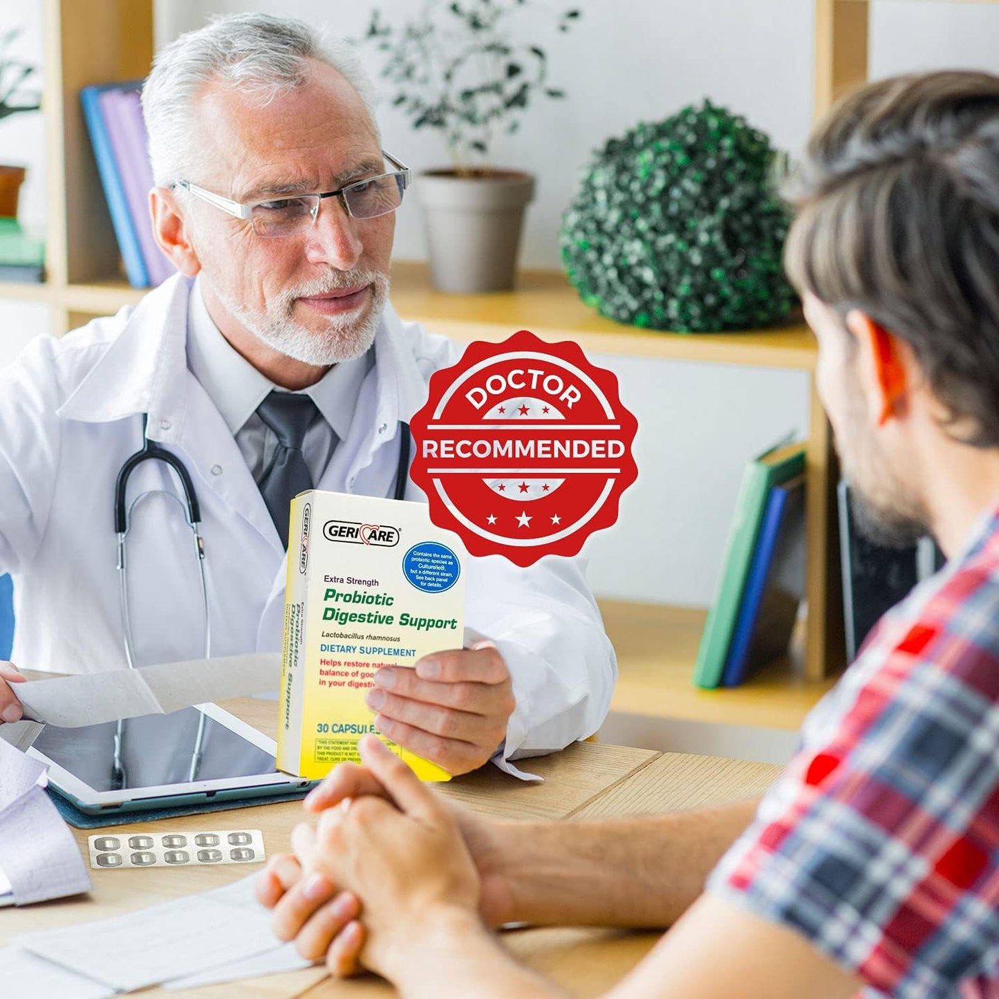 Extra Strength GeriCare Probiotic with 20 Billion CFU of Lactobacillus Rhamnosus R-11 for Digestive Support - 30 Capsules