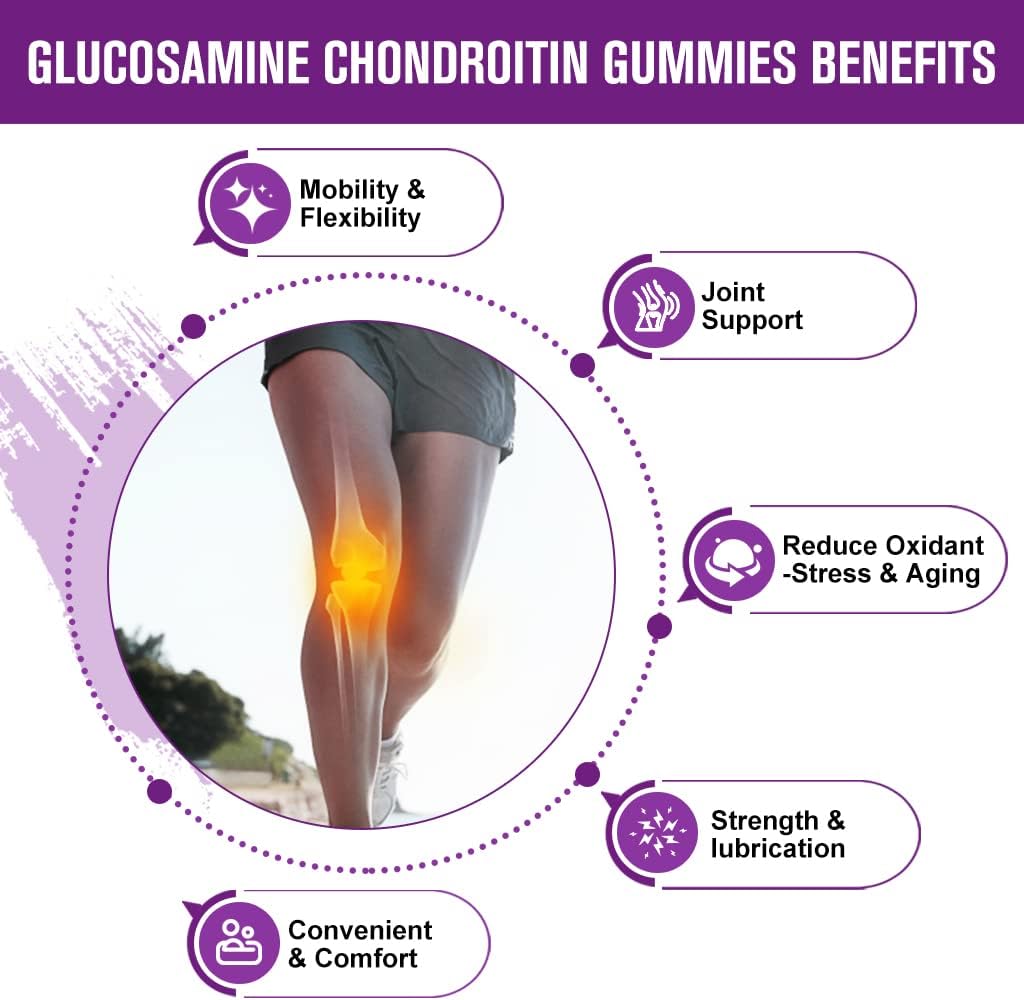 Extra Strength Glucosamine Chondroitin Gummies with MSM, Elderberry & Calcium - Joint & Immune Support for Adults
