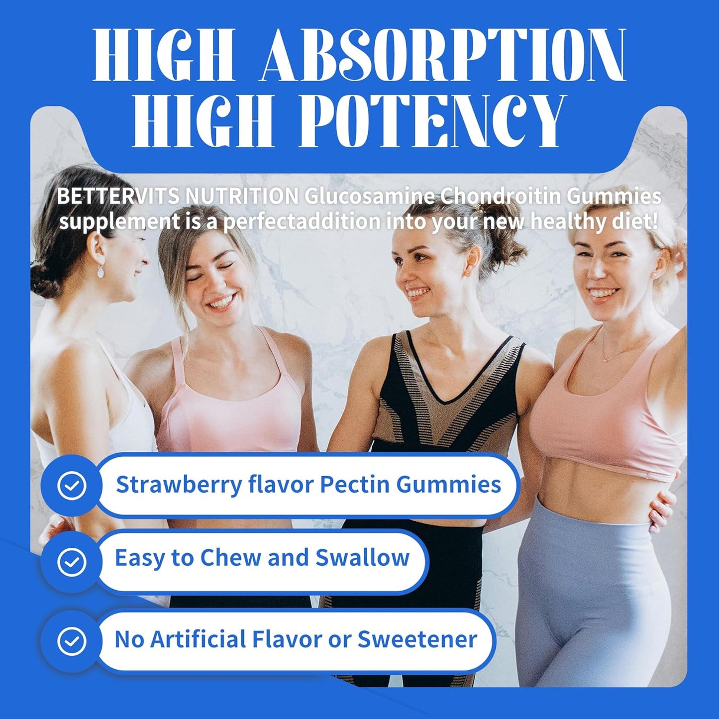 Extra Strength Glucosamine Chondroitin Gummies with MSM, Elderberry - Joint & Immune Support for Adults - 120 Blueberry Gummies