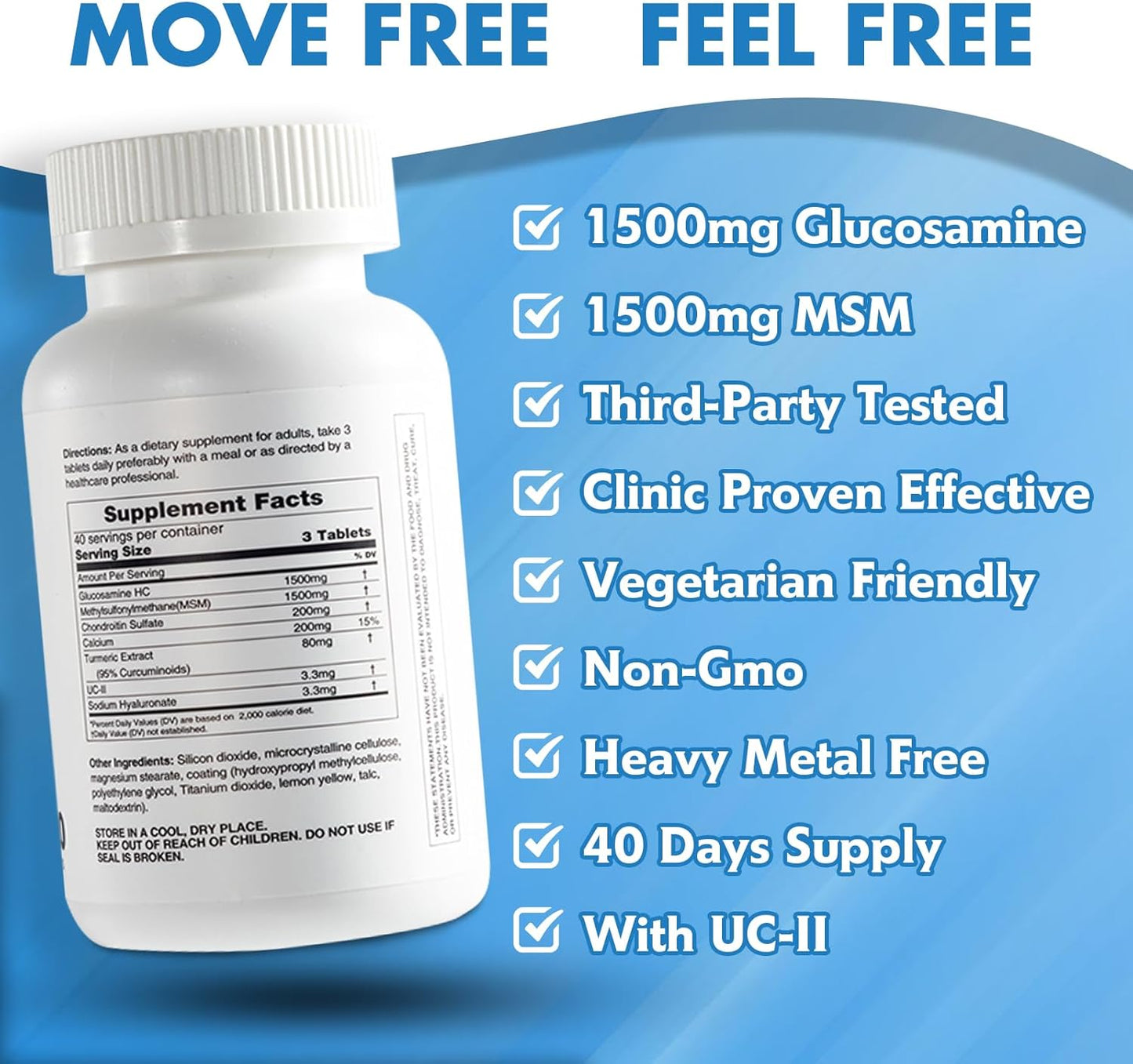 Extra Strength Glucosamine Chondroitin MSM Complex for Healthy Joints & Cartilage - 120 Tablets