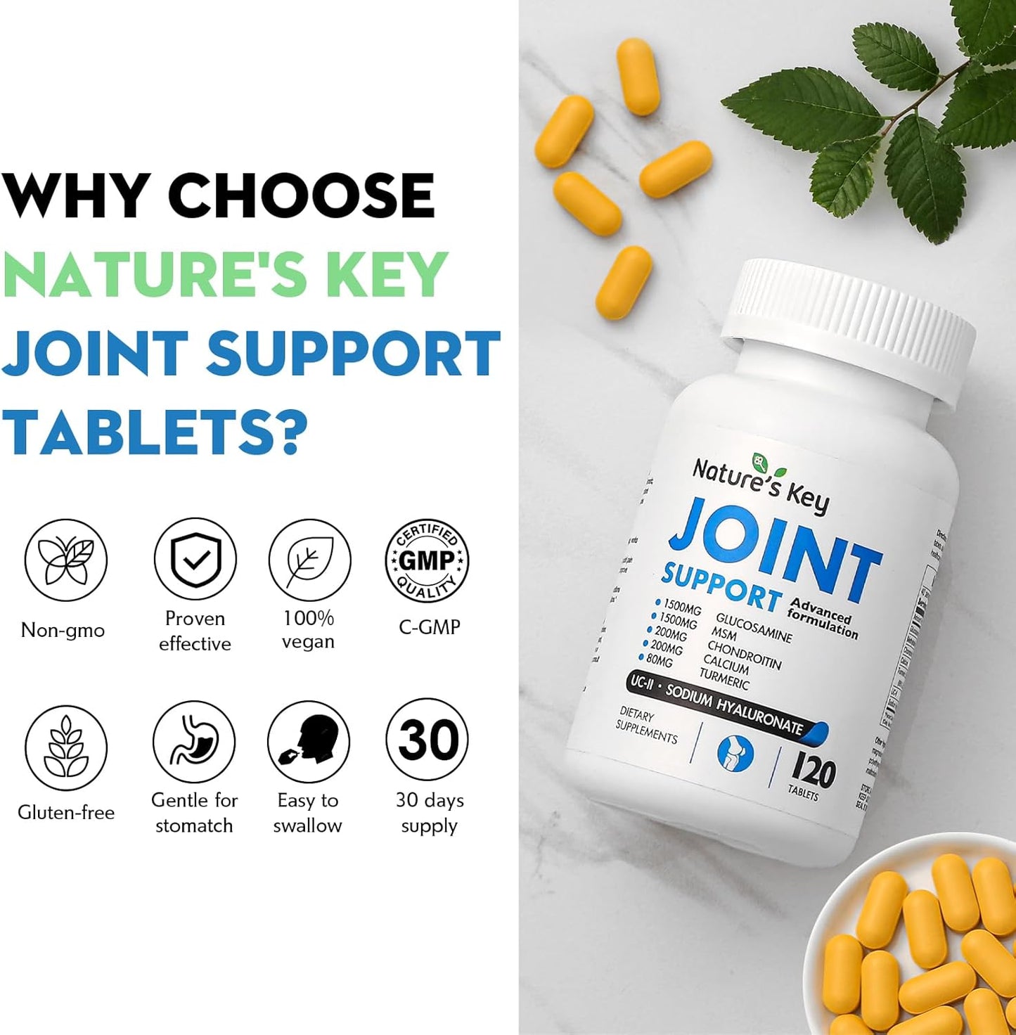 Extra Strength Glucosamine Chondroitin MSM Complex for Healthy Joints & Cartilage - 120 Tablets