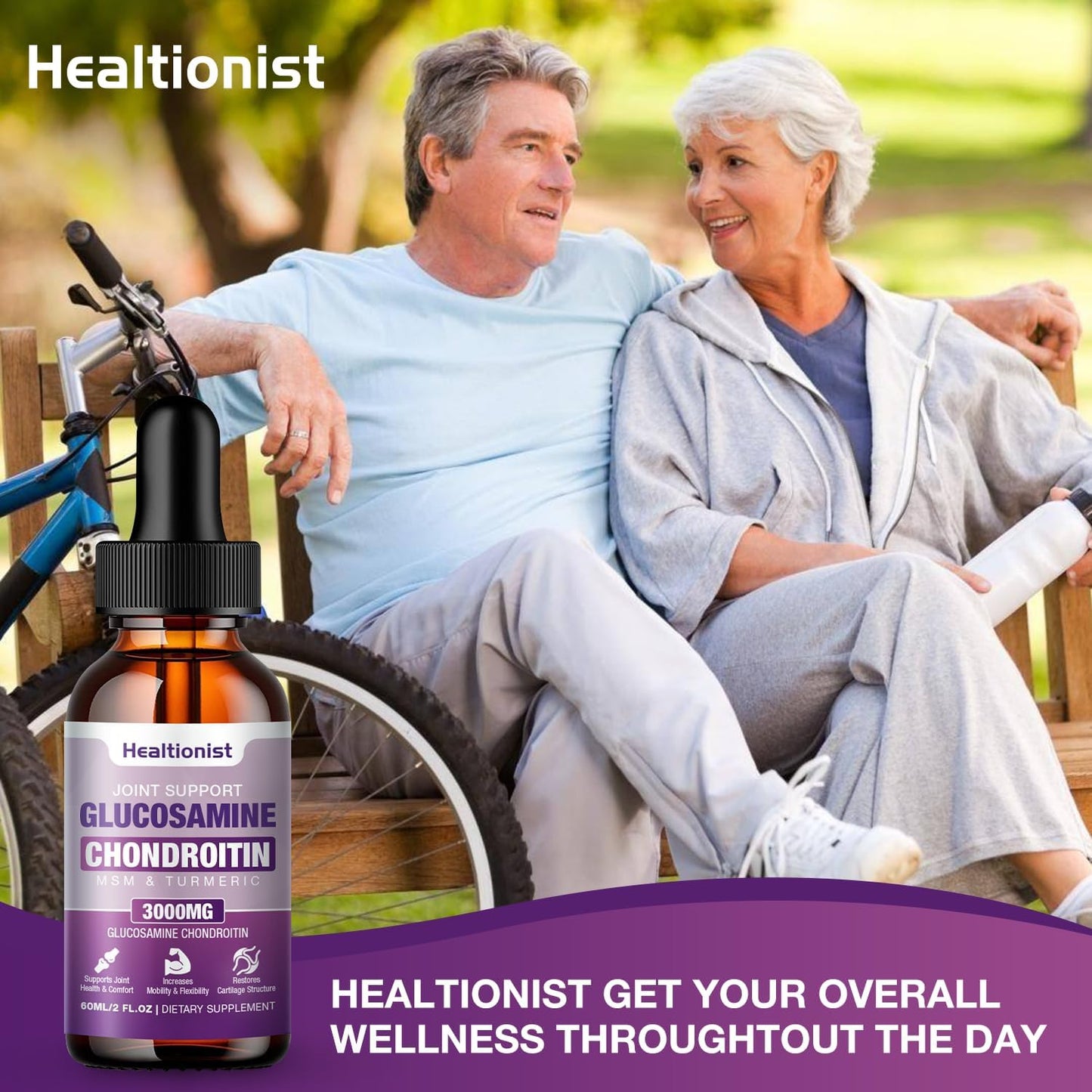 Extra Strength Glucosamine Chondroitin MSM Liquid Drops with Quercetin, Boswelia, and Bromelain - Joint & Immune Support Supplement for Adults - 2 Fl oz