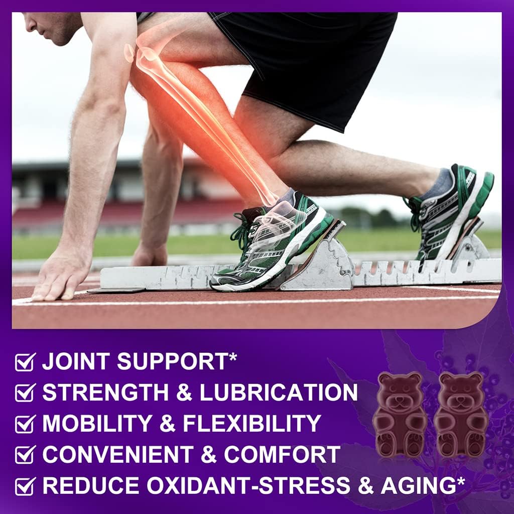 Extra Strength GONGOTA Glucosamine Chondroitin Gummies with MSM & Elderberry - 60 Count - Joint & Immune Support Supplement for Men and Women