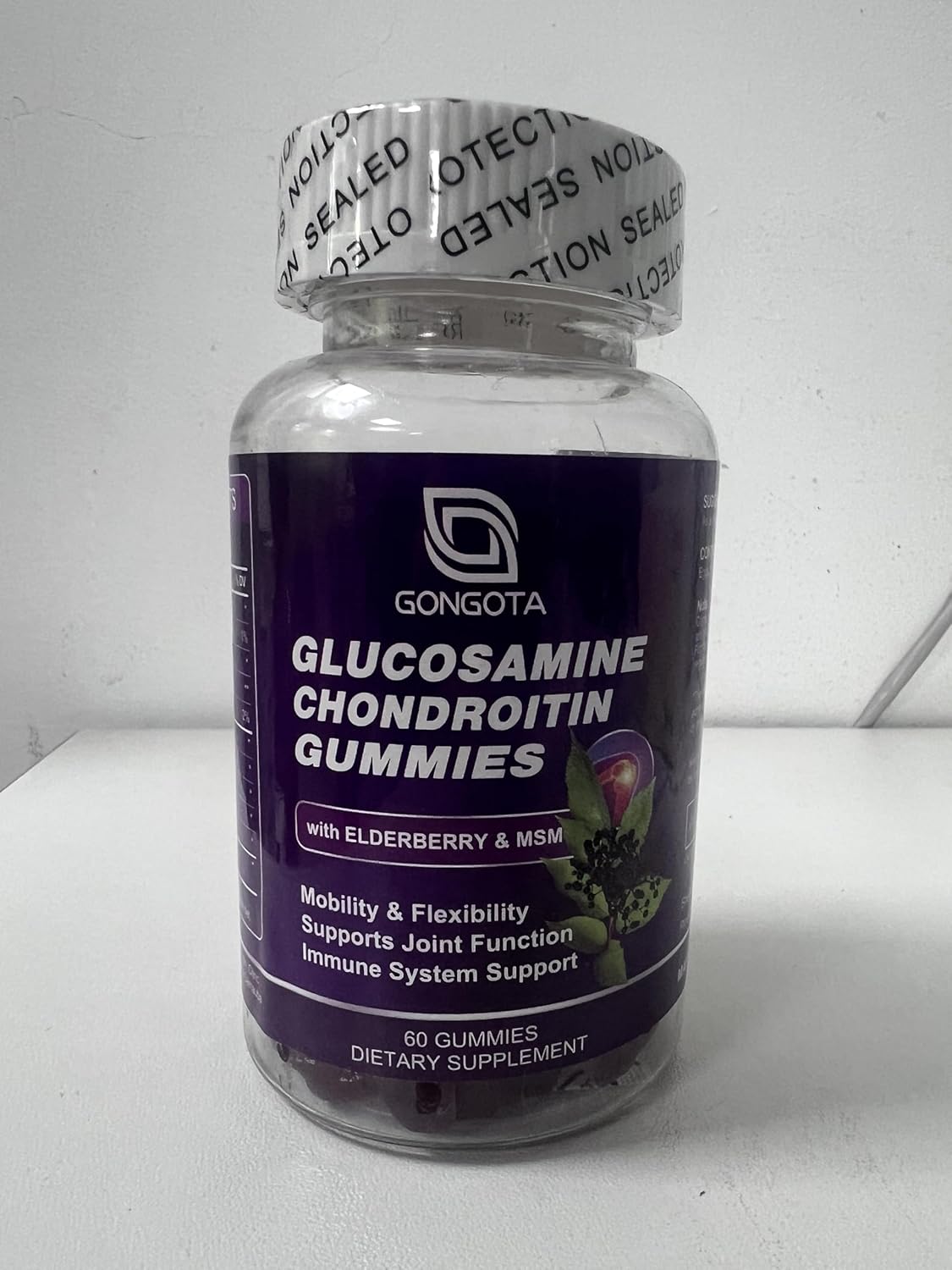 Extra Strength GONGOTA Glucosamine Chondroitin Gummies with MSM & Elderberry - 60 Count - Joint & Immune Support Supplement for Men and Women