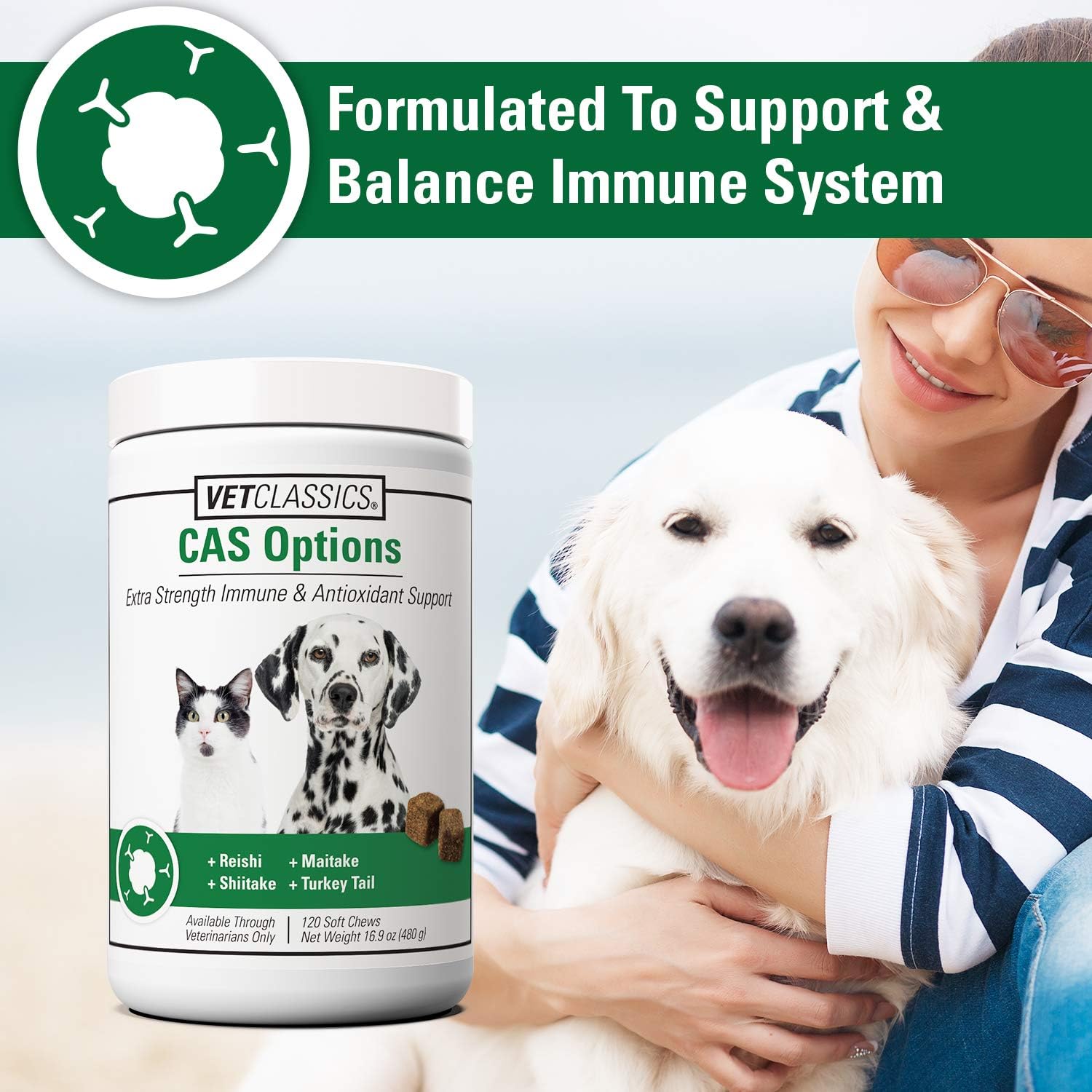 Extra Strength Immune Support Supplement for Dogs and Cats - Antioxidant Care for Pets - 120 Soft Chews