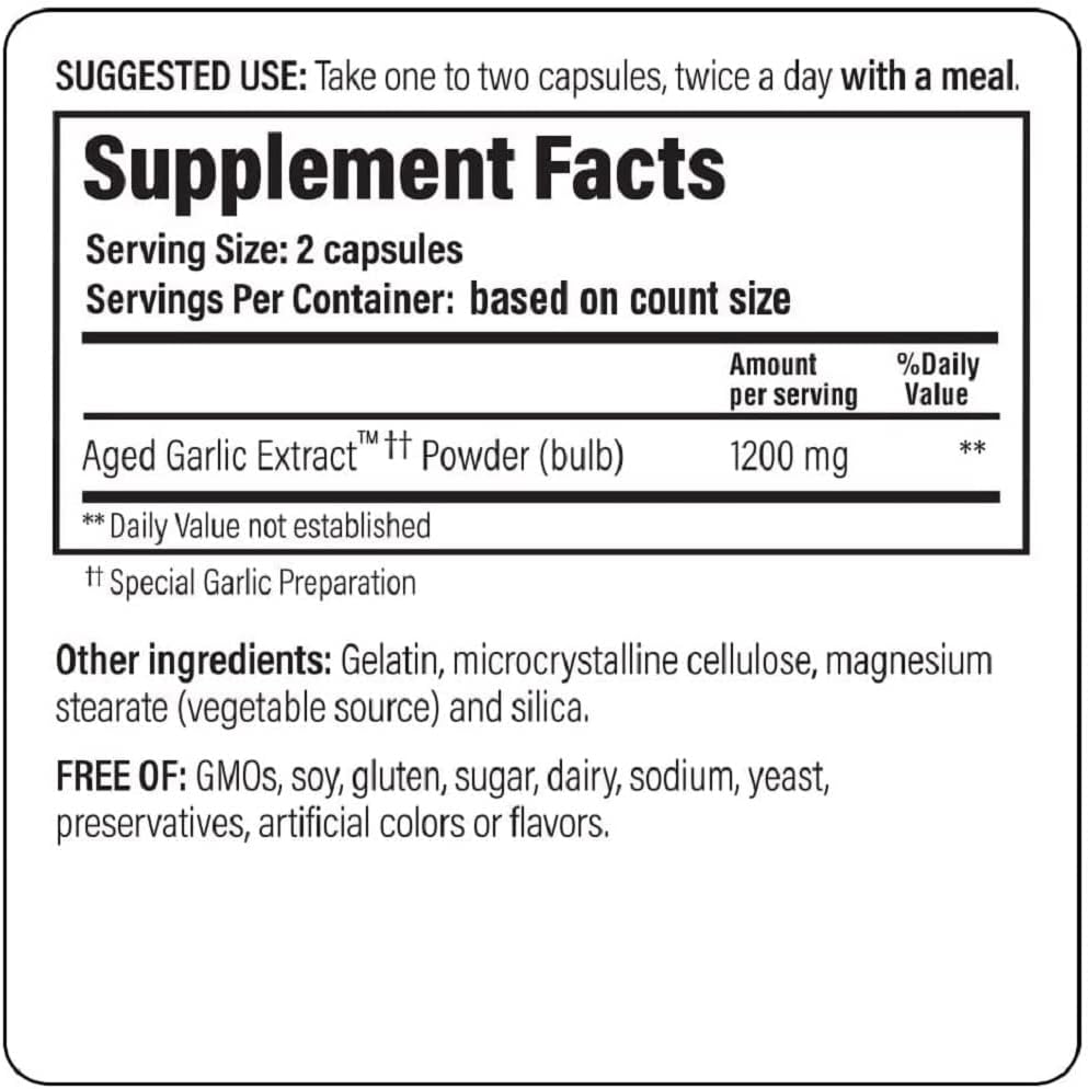 Extra Strength Kyolic Aged Garlic Extract Capsules for Heart Health