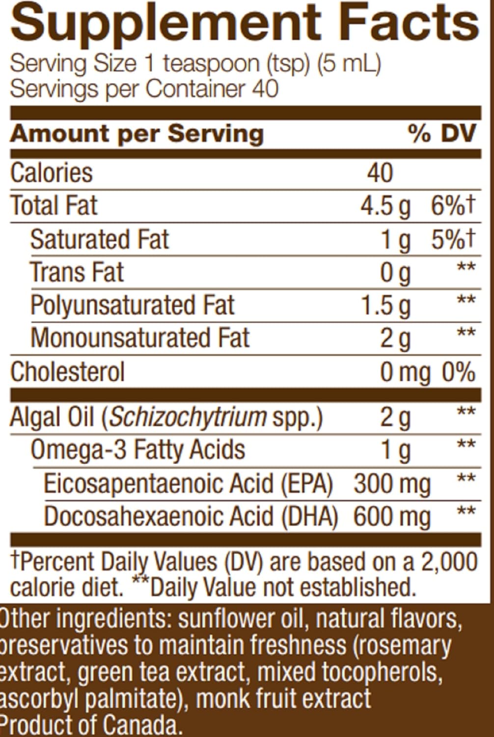 Extra Strength Plant-Based Omega-3 Liquid for Eye, Heart, Brain Health - Cranberry-Orange Flavored, 6.8 oz