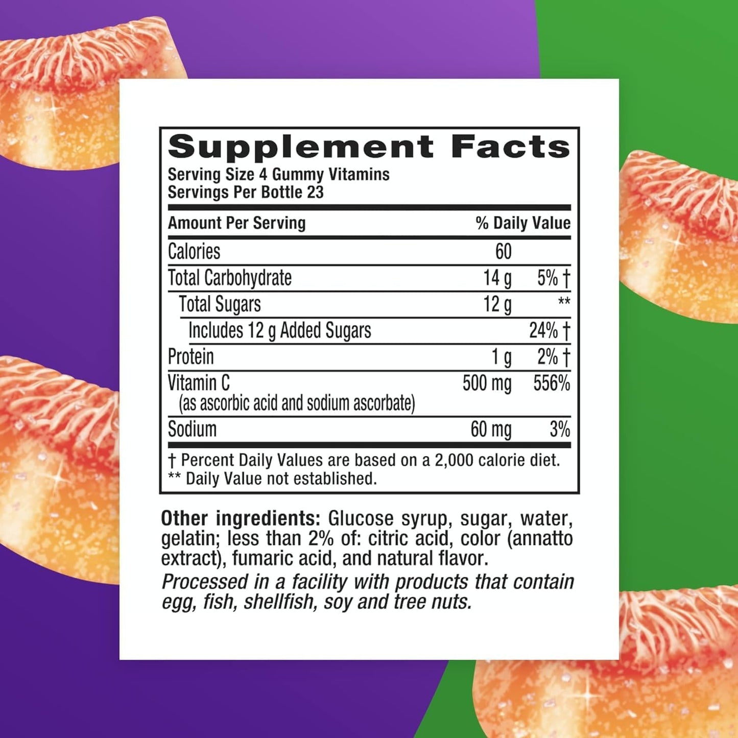 Extra Strength Power C Gummy Vitamins for Immune Support - 92 Count - Vitafusion Compatible - Tropical Citrus Flavor
