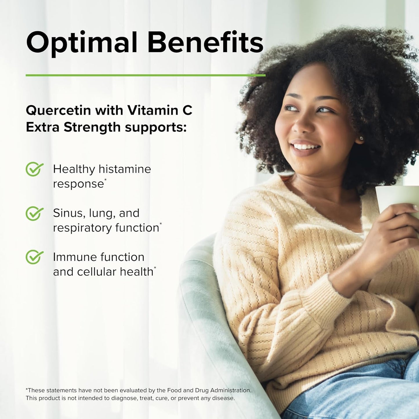 Extra Strength Quercetin with Vitamin C Capsules for Sinus, Lung & Respiratory Health - Non-GMO, Vegan - 60 Servings