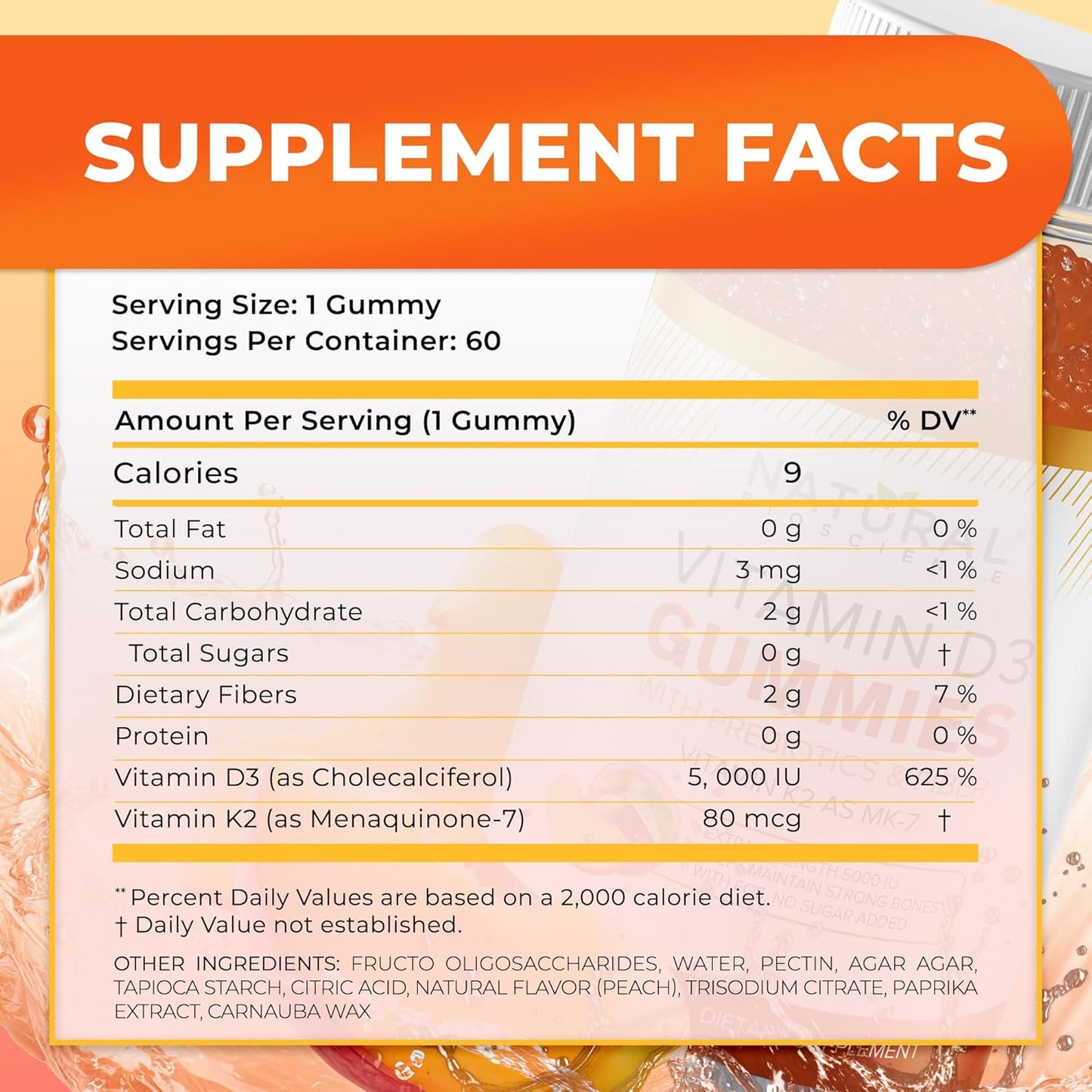 Extra Strength Sugar-Free Vitamin D3 K2 & Zinc Gummies for Immune, Bone, Heart, and Skin Health - 60 Gummy Vitamins