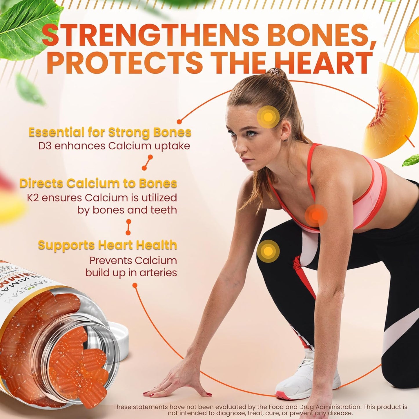 Extra Strength Sugar-Free Vitamin D3 K2 & Zinc Gummies for Immune, Bone, Heart, and Skin Health - 60 Gummy Vitamins