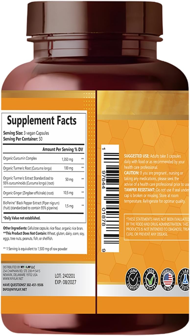 Extra Strength Turmeric Curcumin 1500 MG Capsules for Energy & Immune Support