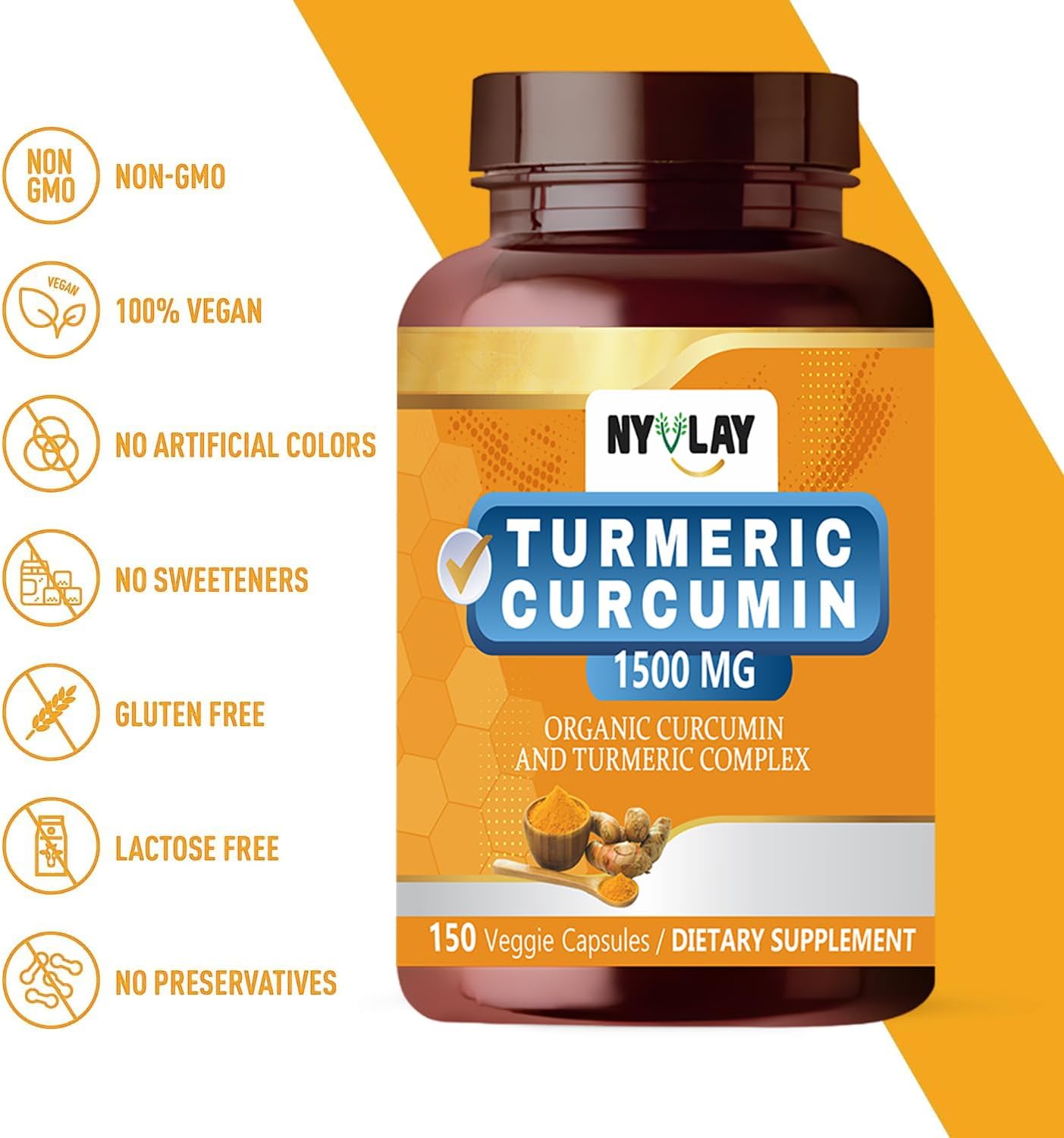 Extra Strength Turmeric Curcumin 1500 MG Capsules for Energy & Immune Support