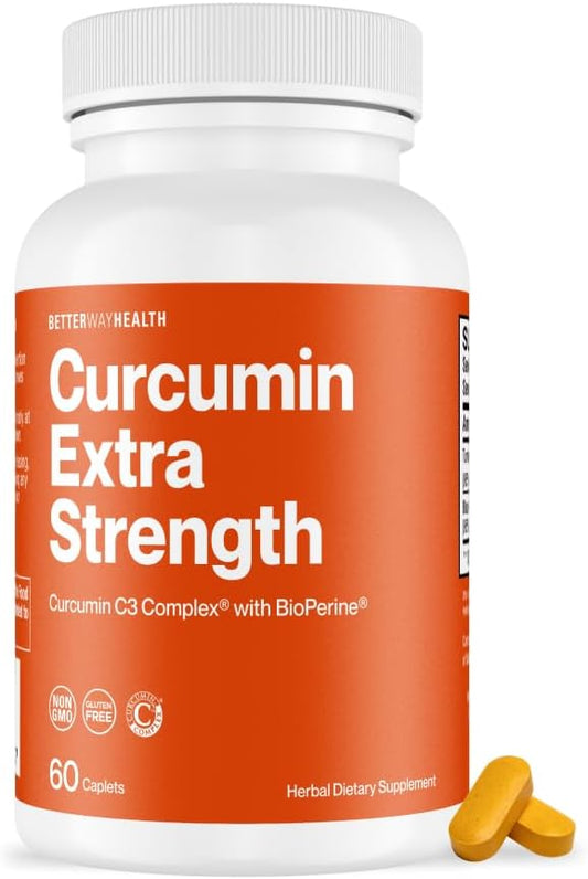 Extra Strength Turmeric Curcumin C3 Complex with BioPerine - 1000mg 60 Caplets by Better Way Health