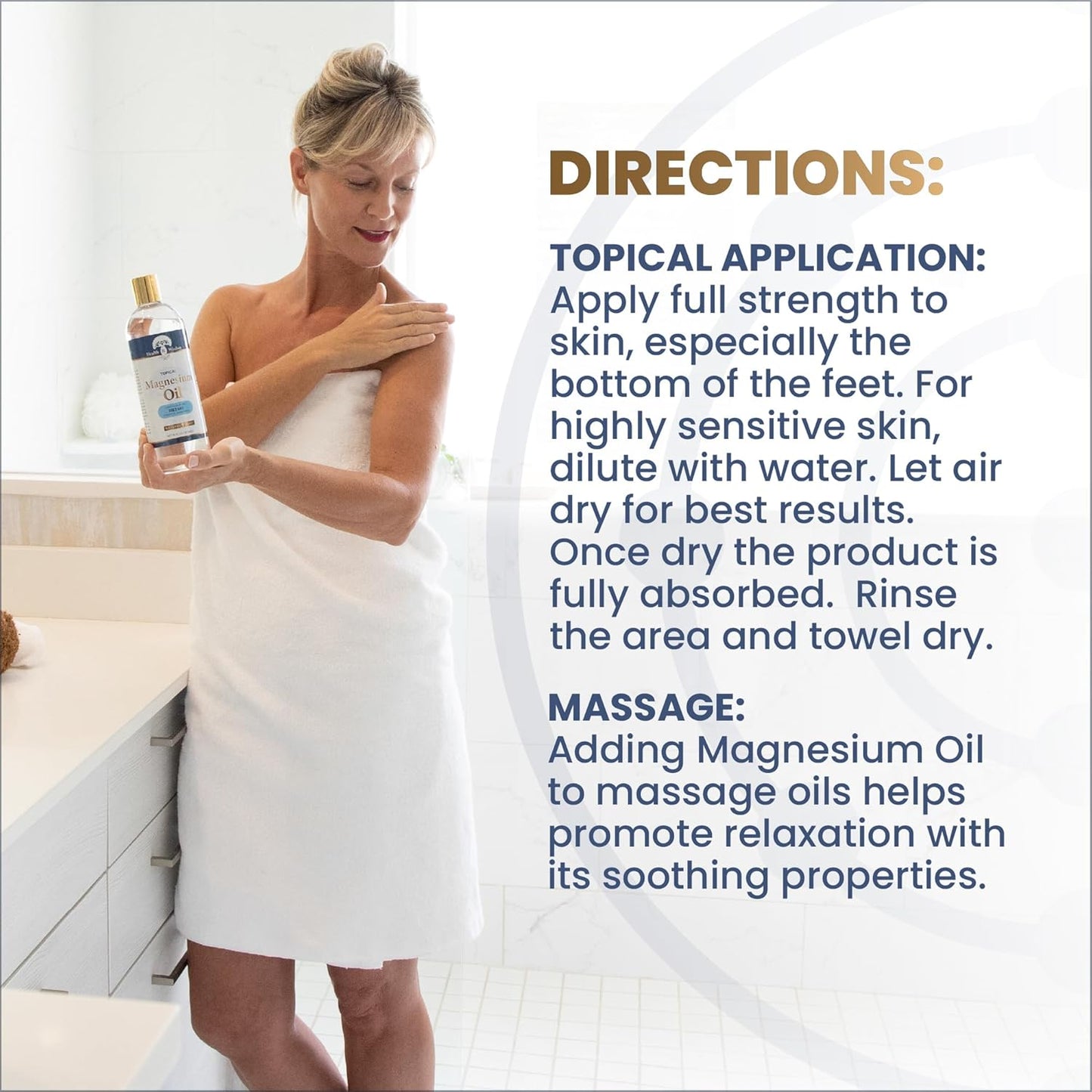 Extra Strength USP Grade Topical Magnesium Oil Spray for High Absorption - Pure Transdermal Massage Oil for Feet Soak & Bath - 12 Fl Oz